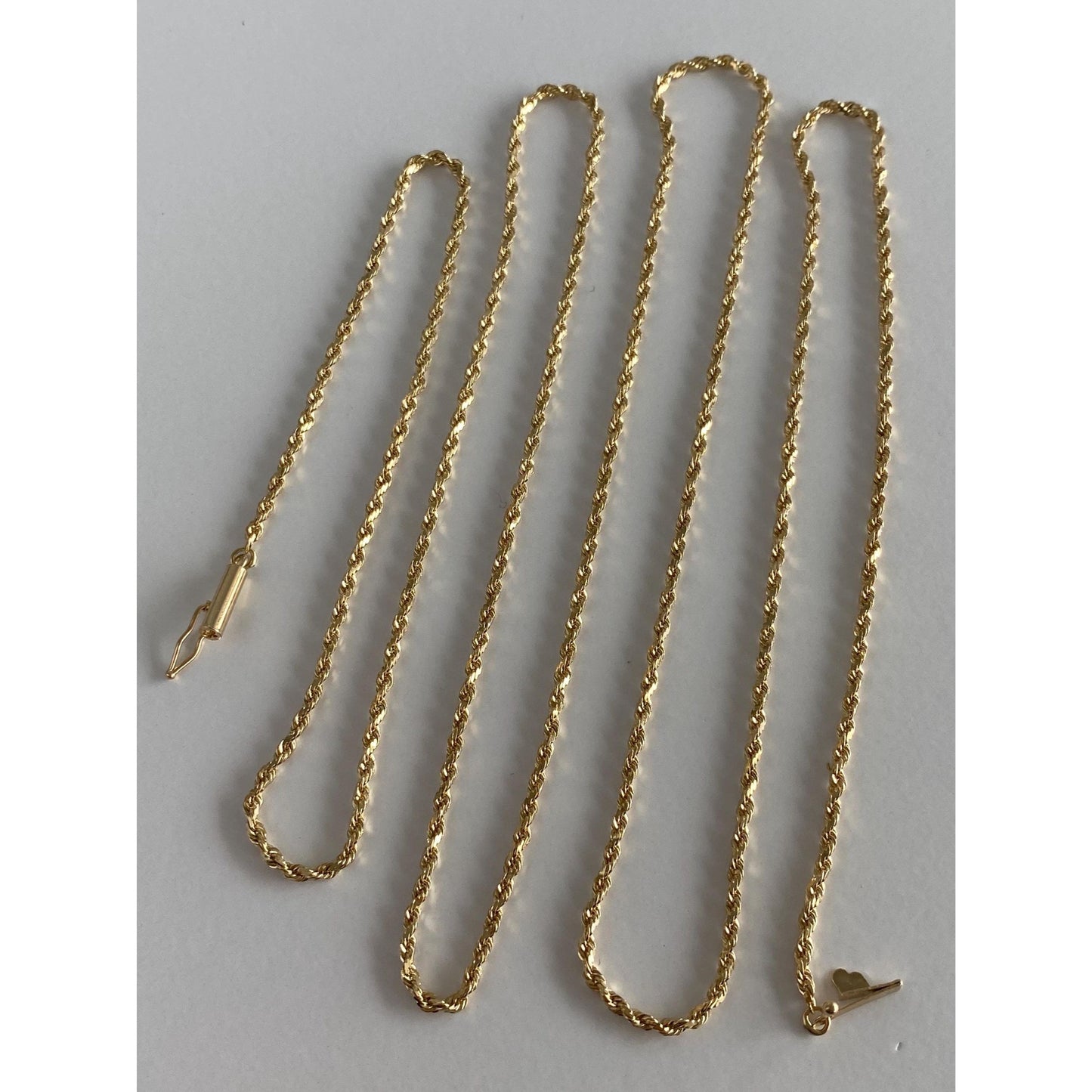 Vintage Solid 14k Yellow Gold Long Rope Chain Necklace - 31.5 inches