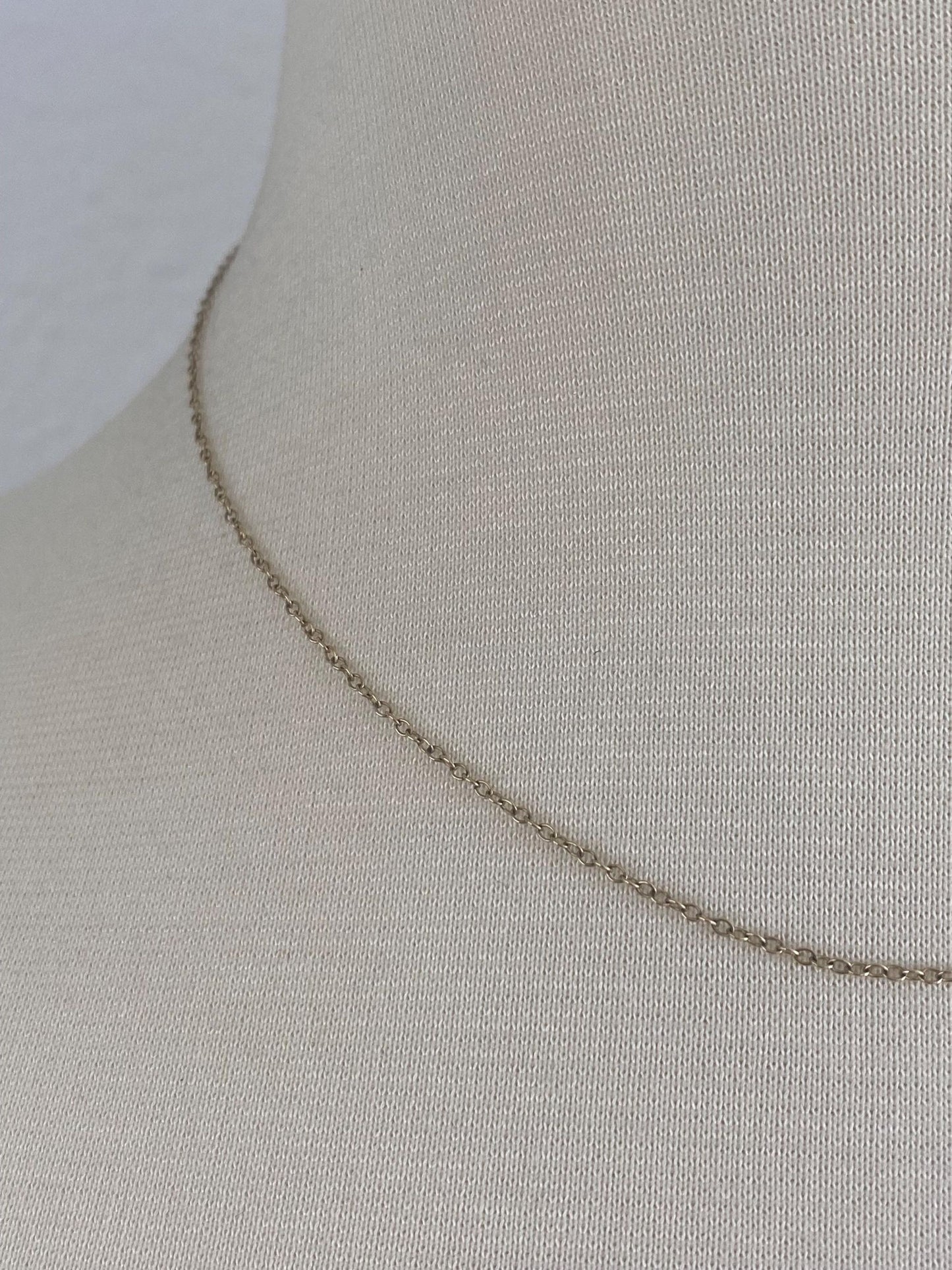 Vintage Solid 9k Yellow Gold Cable Chain Necklace - 16.5 inches