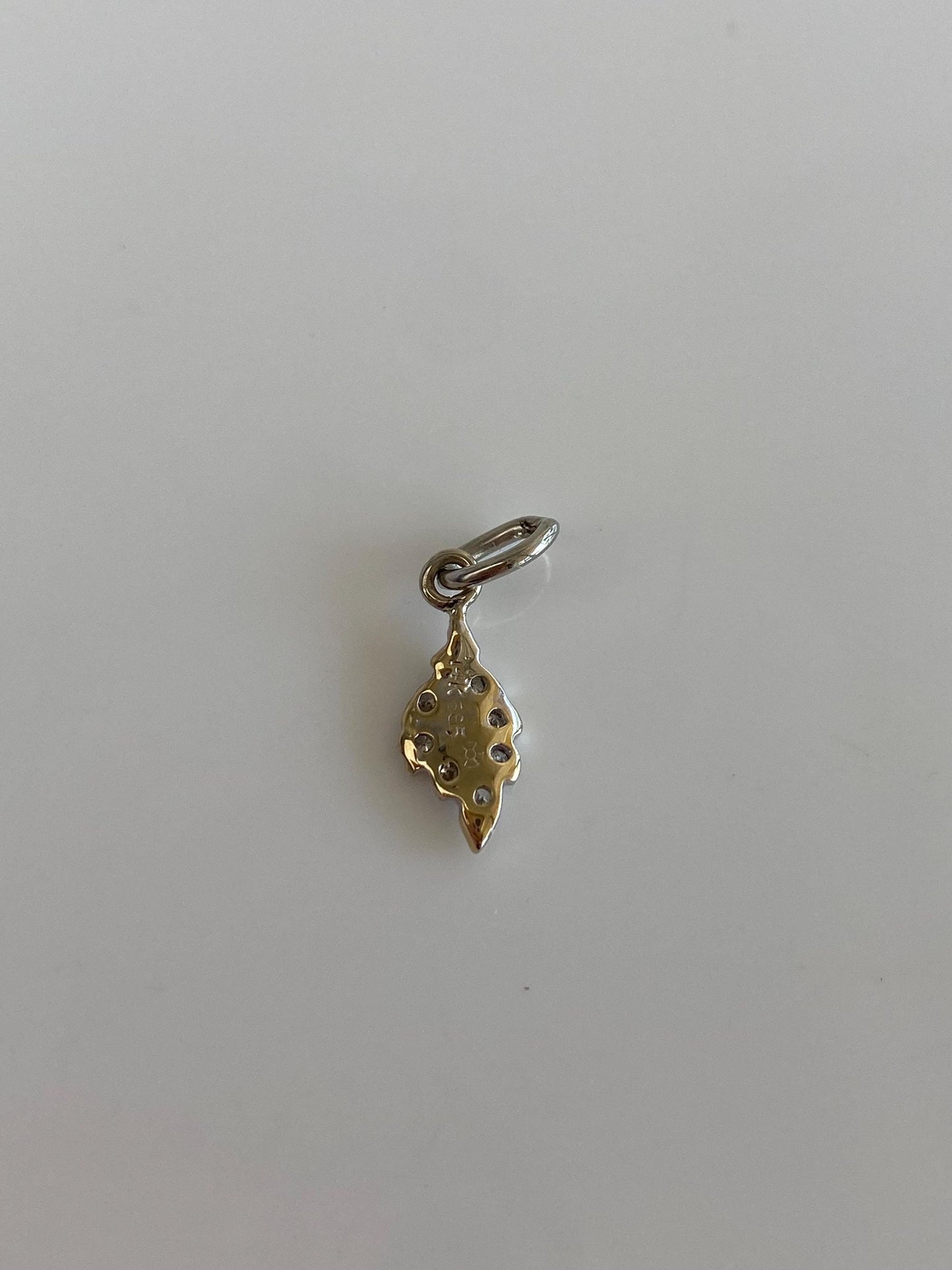 Solid 14k Yellow Gold Diamond Little Leaf Charm