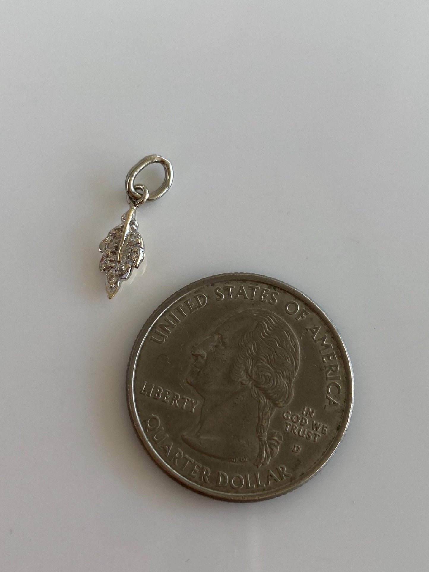 Solid 14k Yellow Gold Diamond Little Leaf Charm