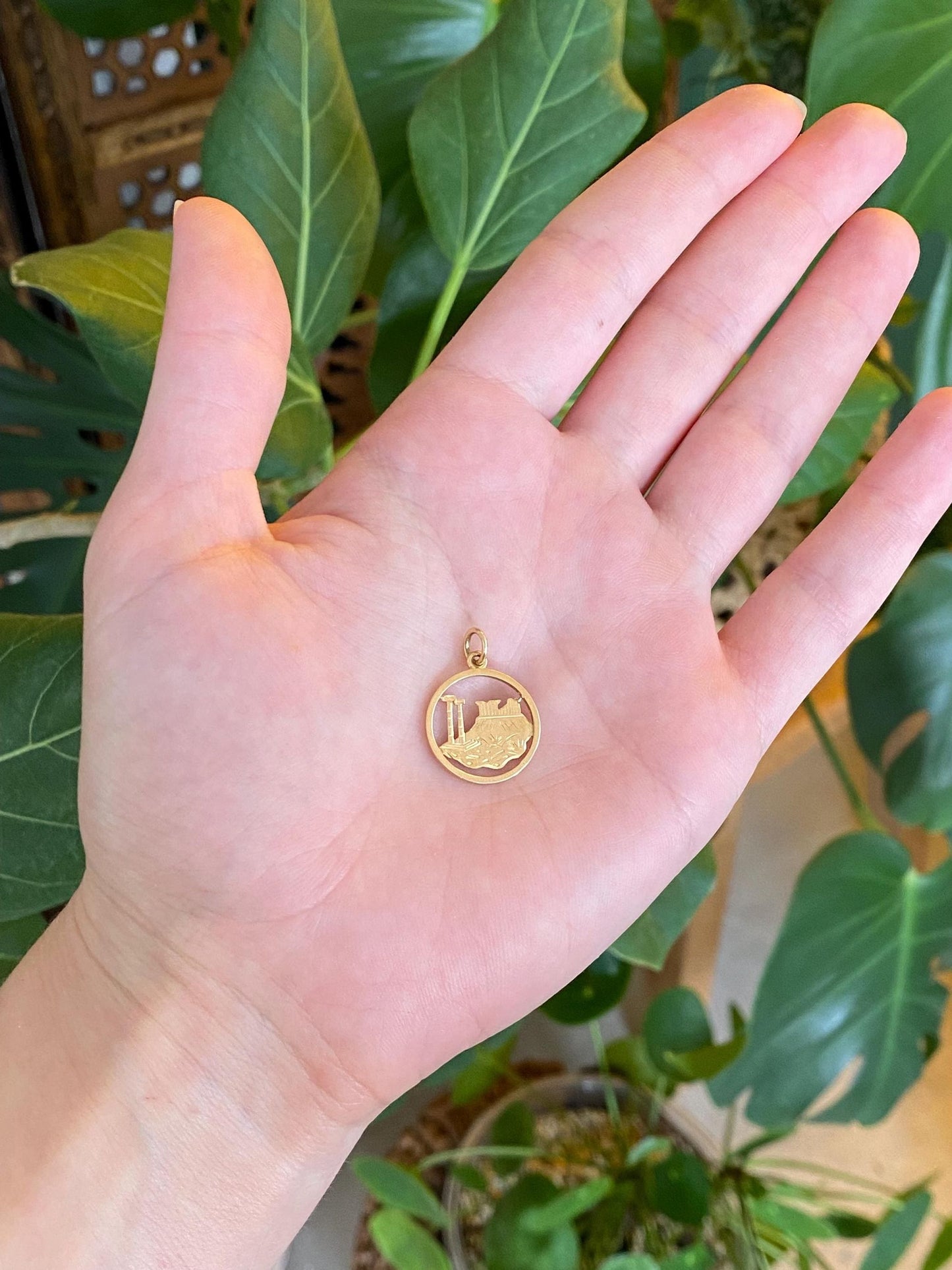 Solid 18k Yellow Gold Athens Greece Charm