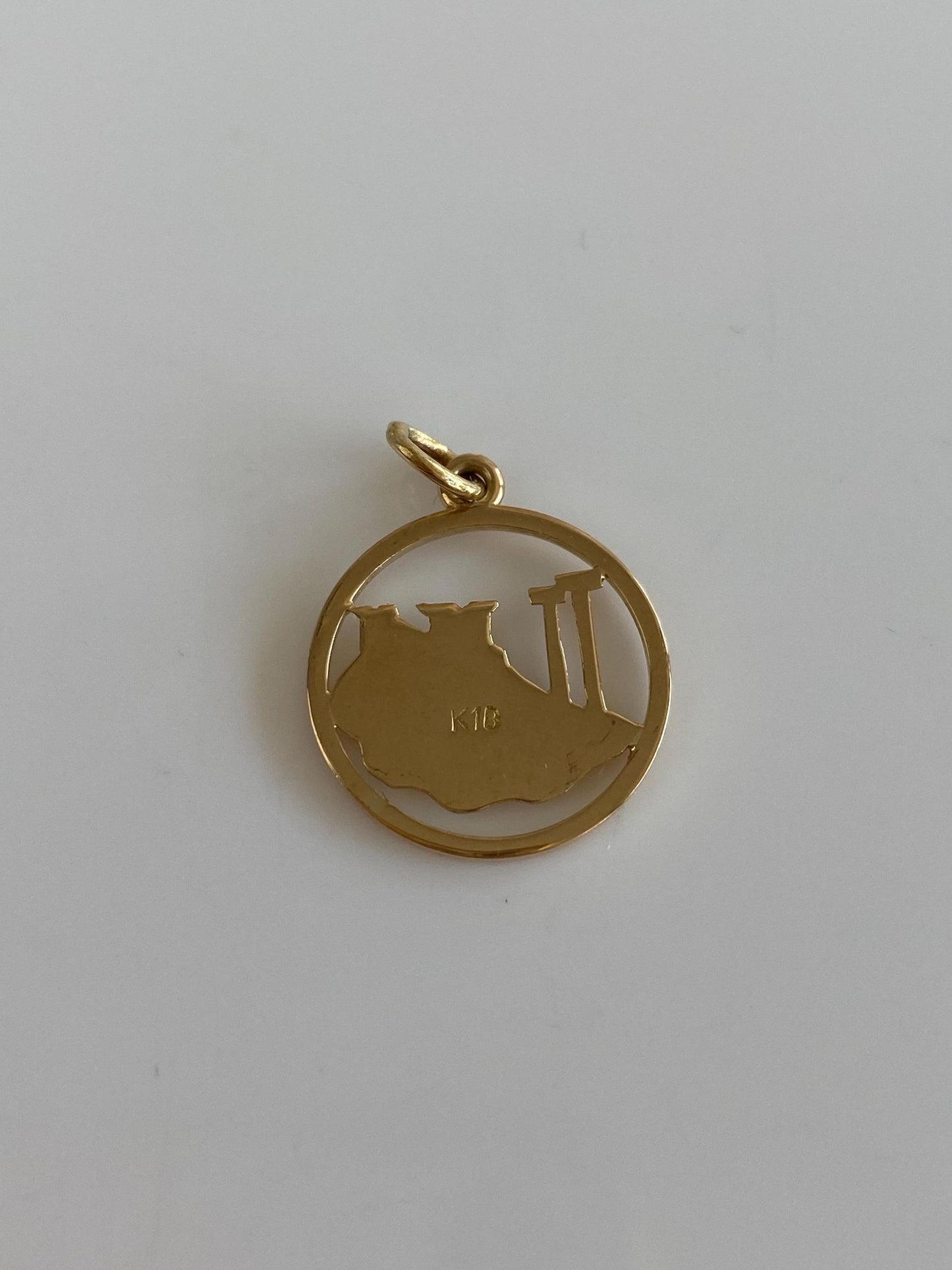 Solid 18k Yellow Gold Athens Greece Charm