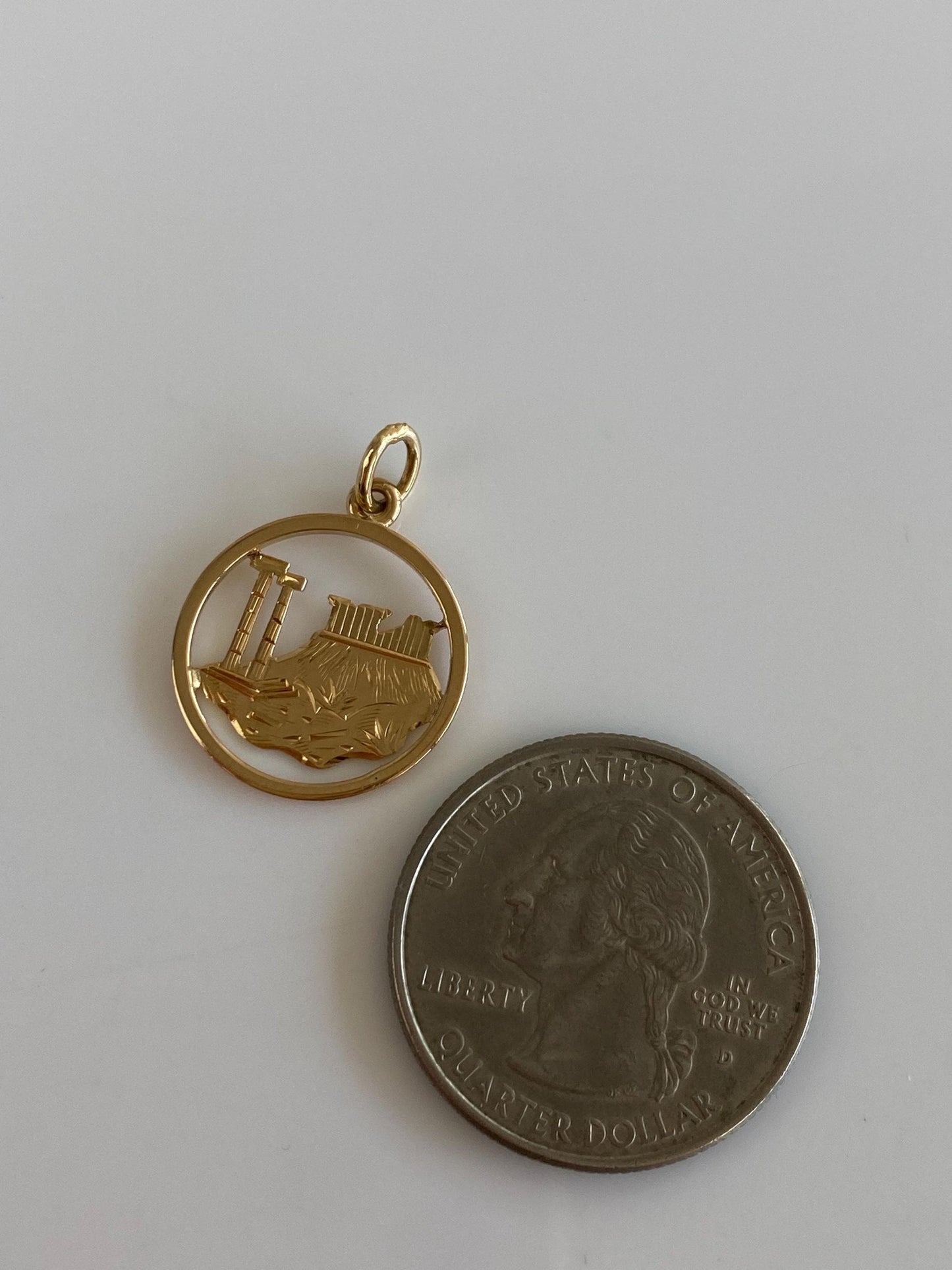 Solid 18k Yellow Gold Athens Greece Charm