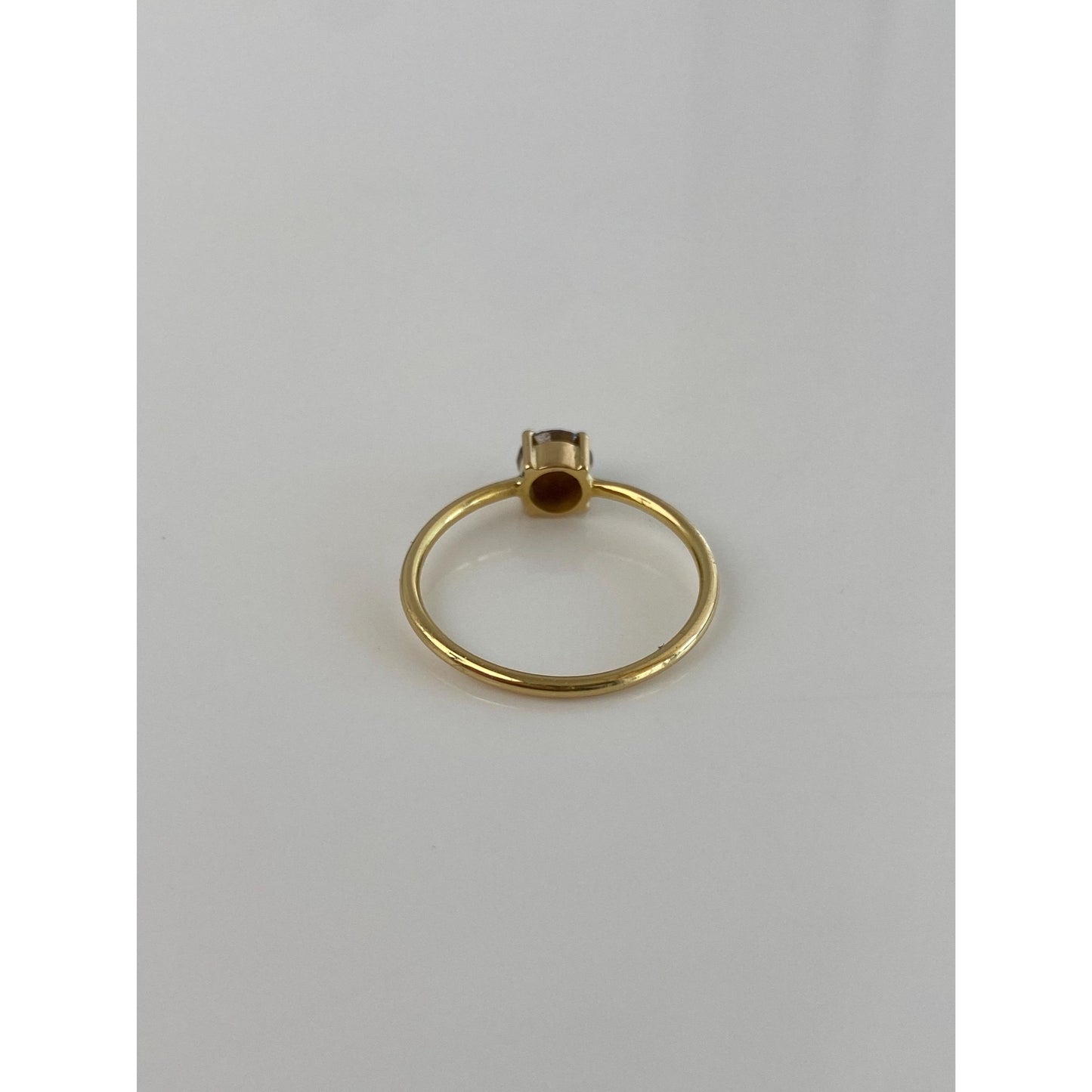 Vintage Solid 18k Yellow Gold Faceted Brown Diamond Ring - Size 6.75