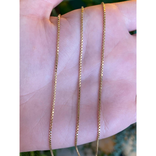 Vintage Solid 10k Yellow Gold Box Chain Necklace - 23.75 inches
