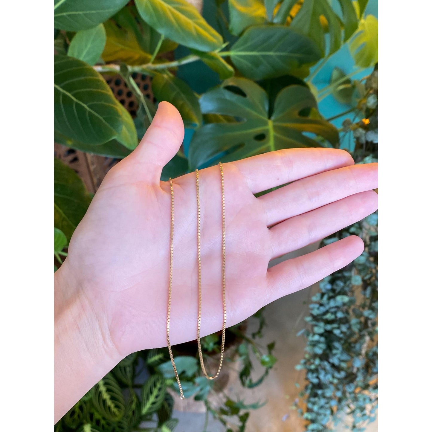 Vintage Solid 10k Yellow Gold Box Chain Necklace - 23.75 inches