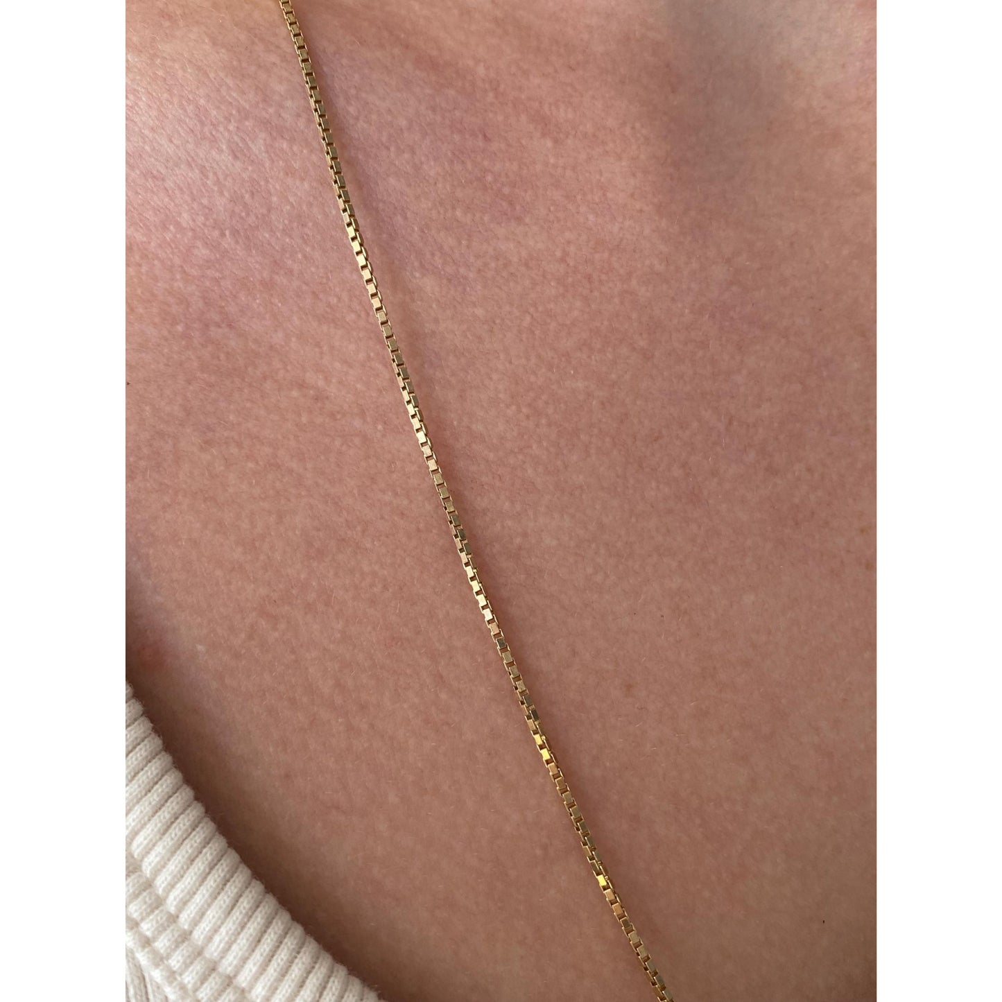 Vintage Solid 10k Yellow Gold Box Chain Necklace - 23.75 inches