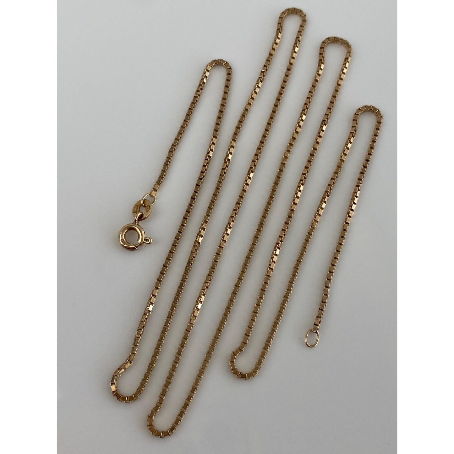 Vintage Solid 10k Yellow Gold Box Chain Necklace - 23.75 inches