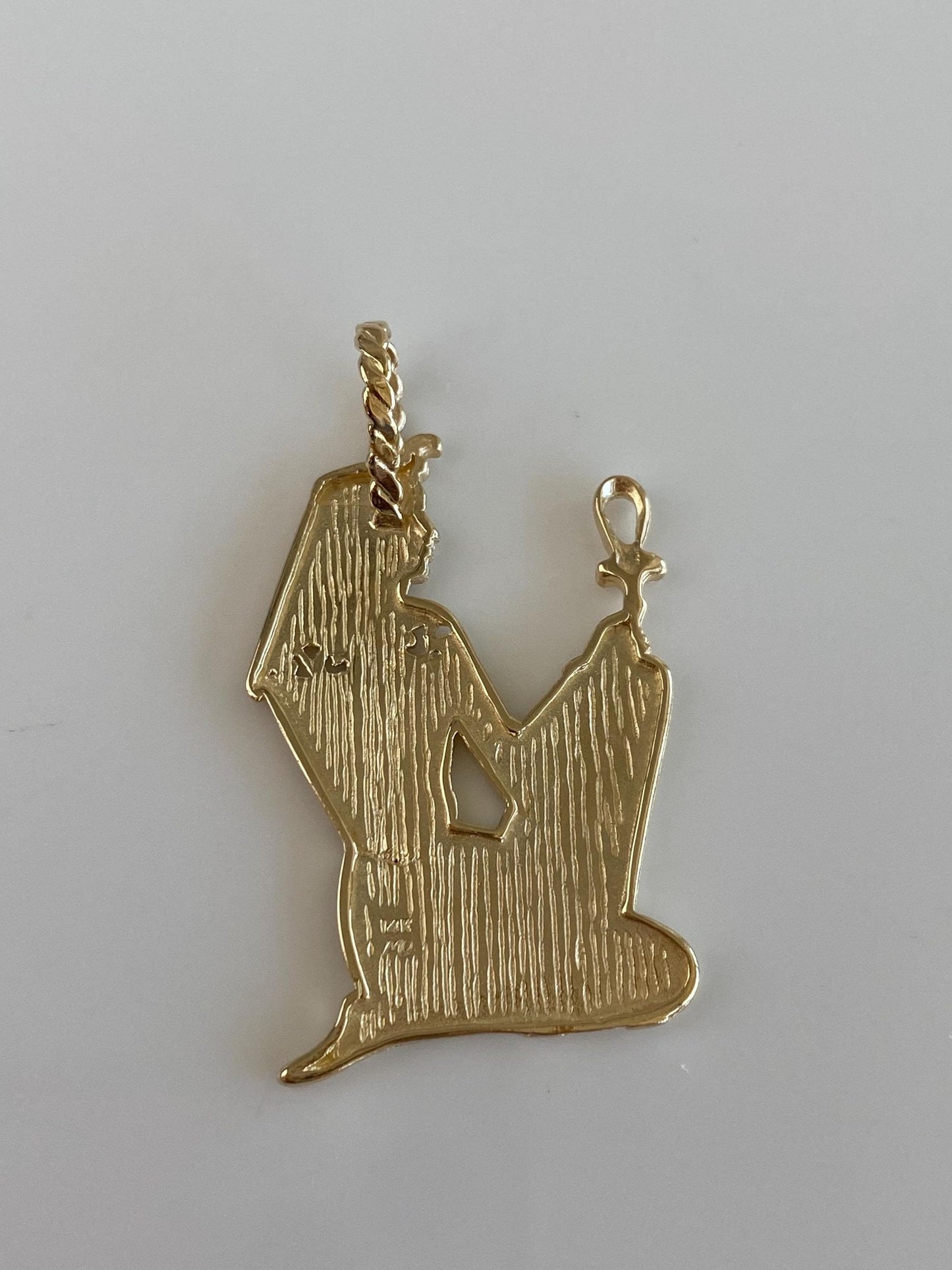 Vintage Solid 14k Yellow Gold Diamond Cut Egyptian Woman Charm