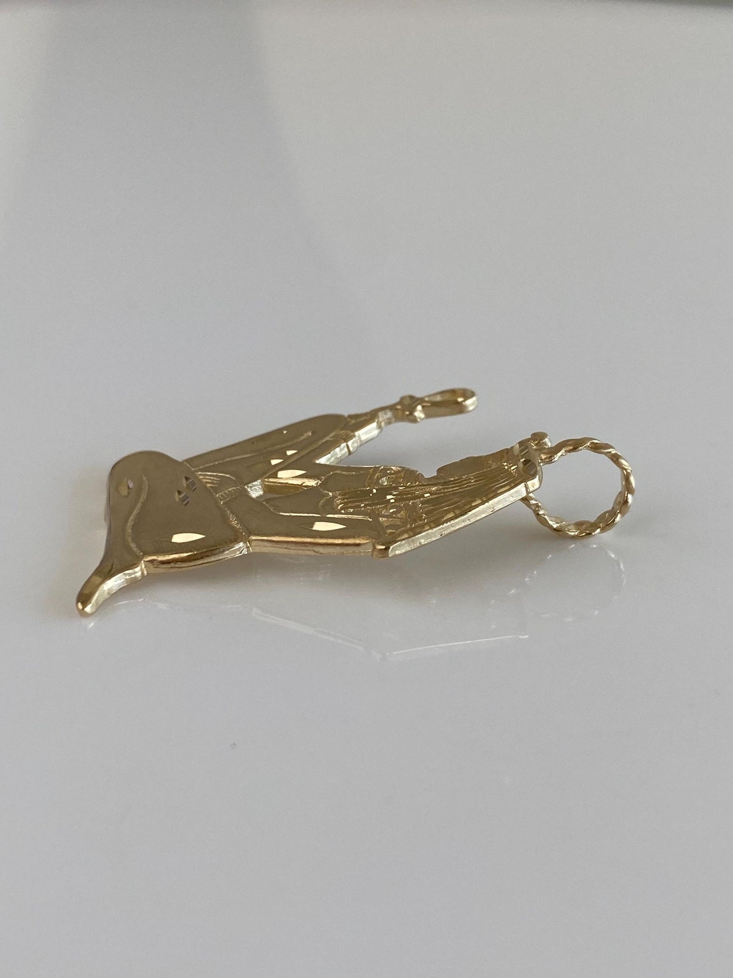 Vintage Solid 14k Yellow Gold Diamond Cut Egyptian Woman Charm