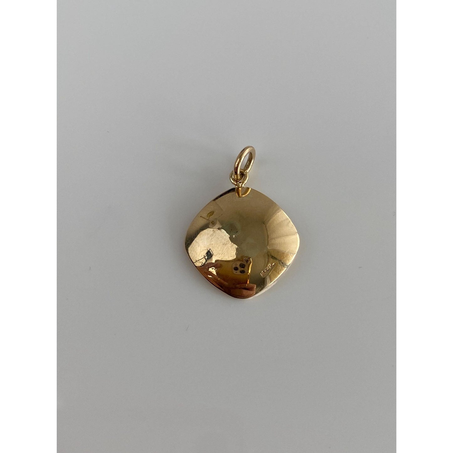 Vintage Solid 14k Yellow Gold Blue Sapphire Crosshatch Cufflink Conversion Charm