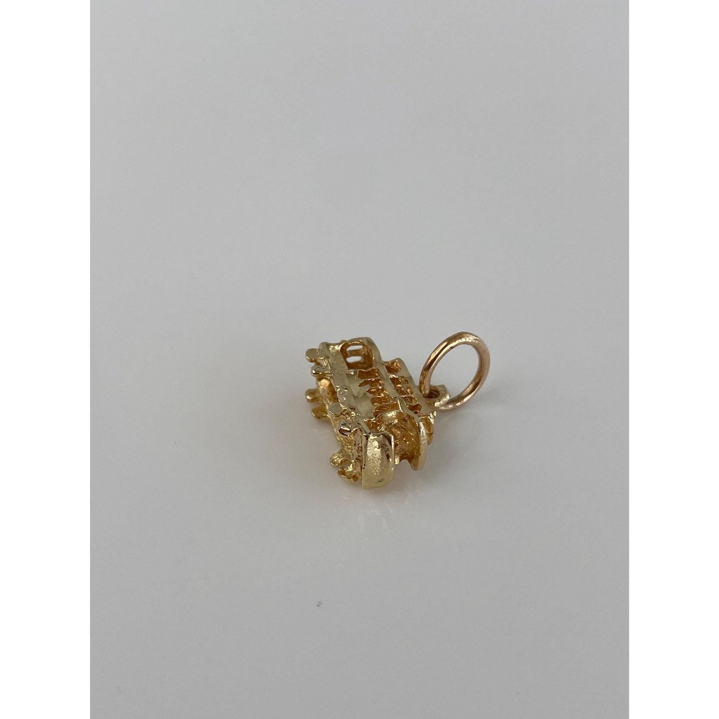 Solid 14k Yellow Gold Diamond Cut Trolley Charm
