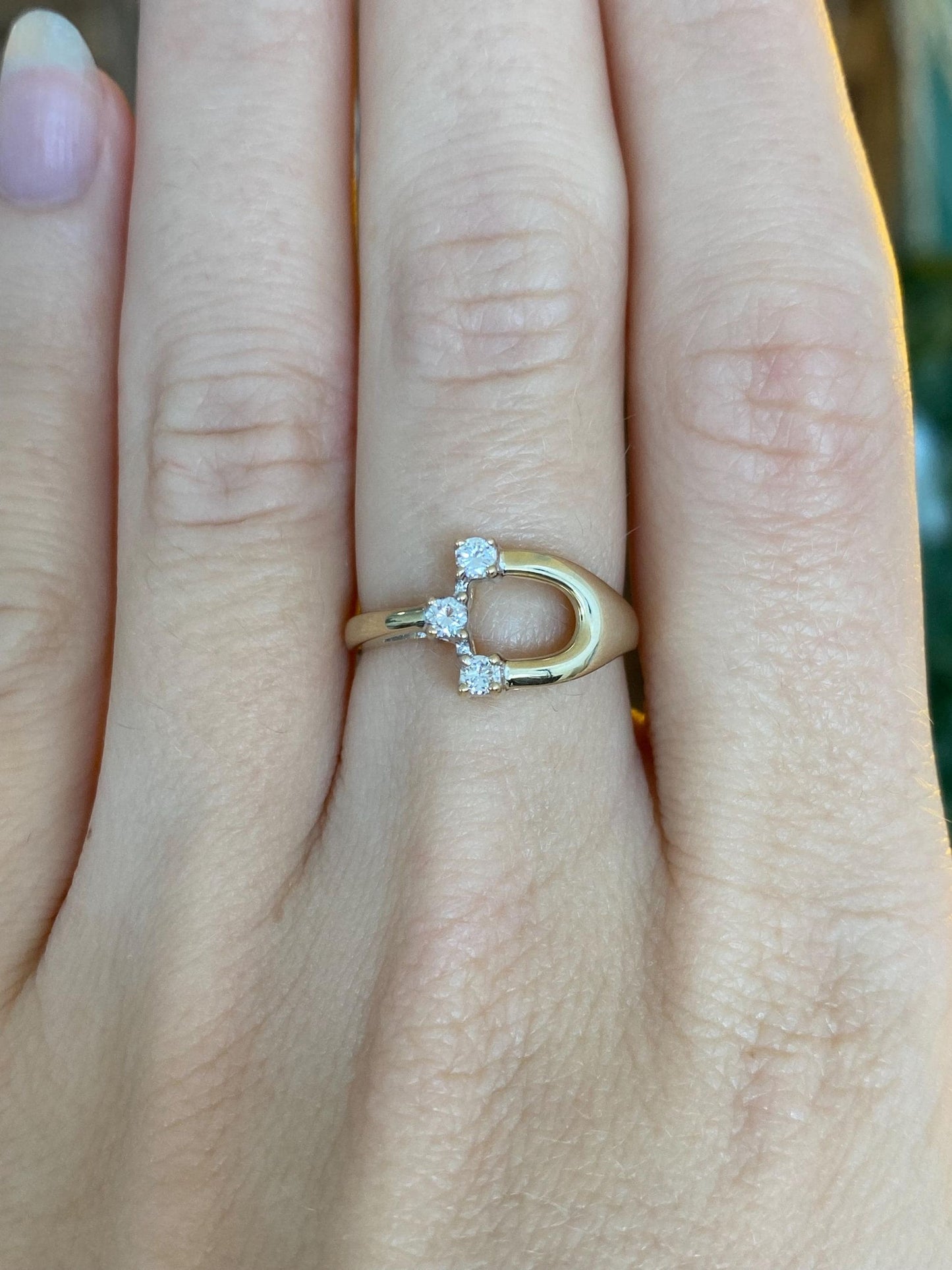 Vintage Solid 14k Yellow Gold Diamond Design Ring - Size 6