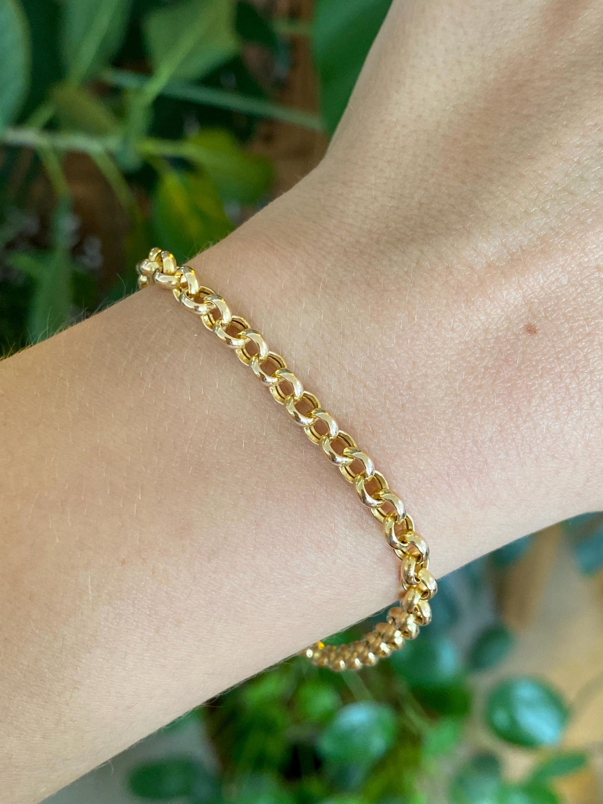 Vintage Solid 14k Yellow Gold Rolo Chain Charm Bracelet - 8 inches