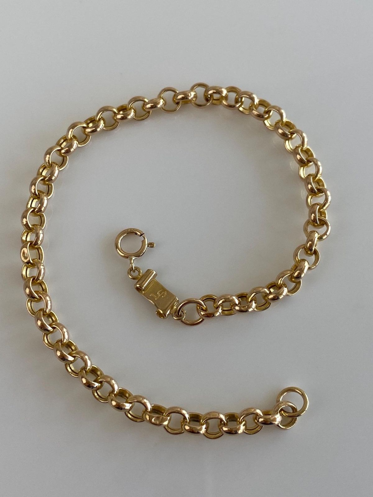 Vintage Solid 14k Yellow Gold Rolo Chain Charm Bracelet - 8 inches