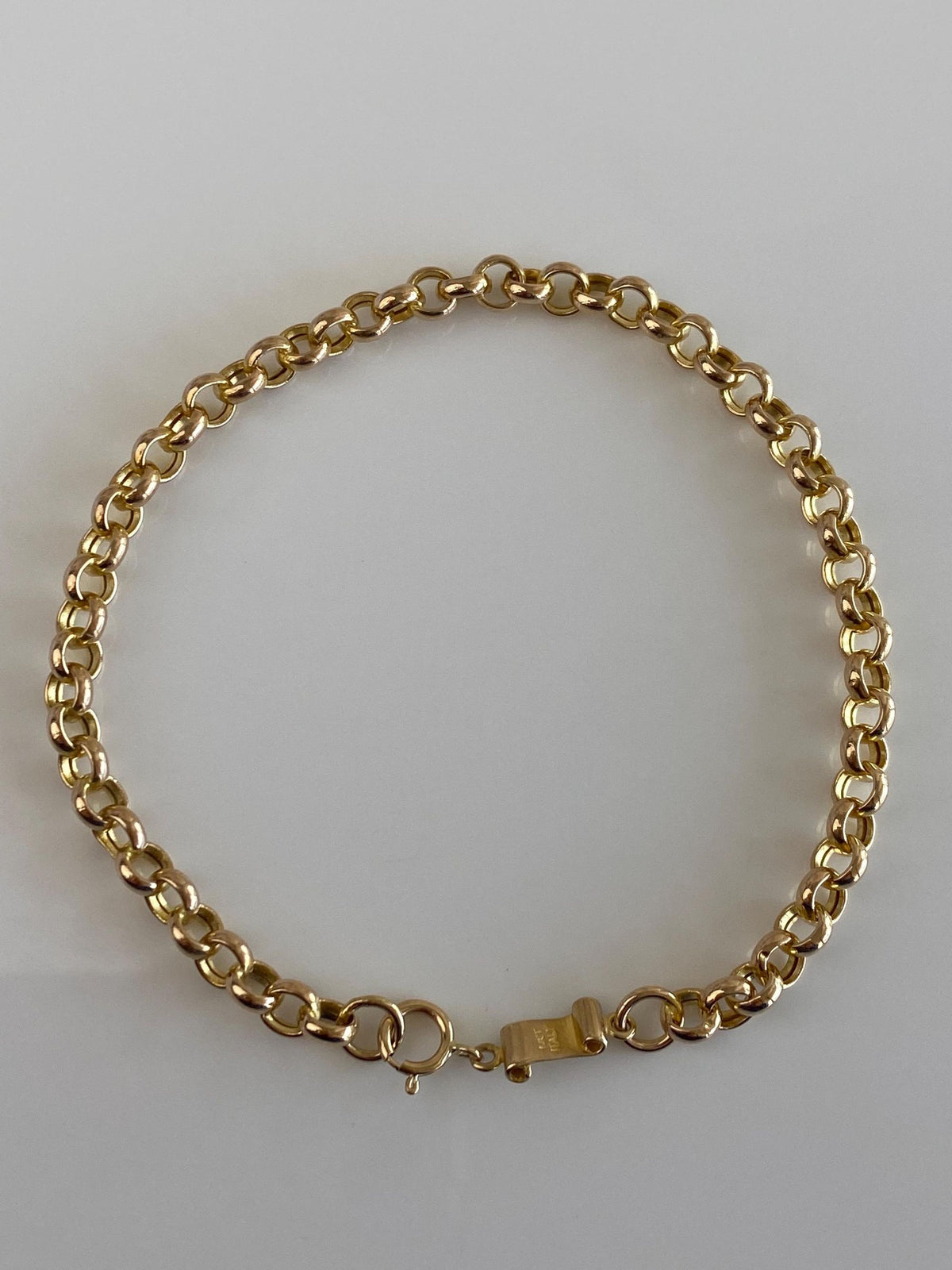 Vintage Solid 14k Yellow Gold Rolo Chain Charm Bracelet - 8 inches