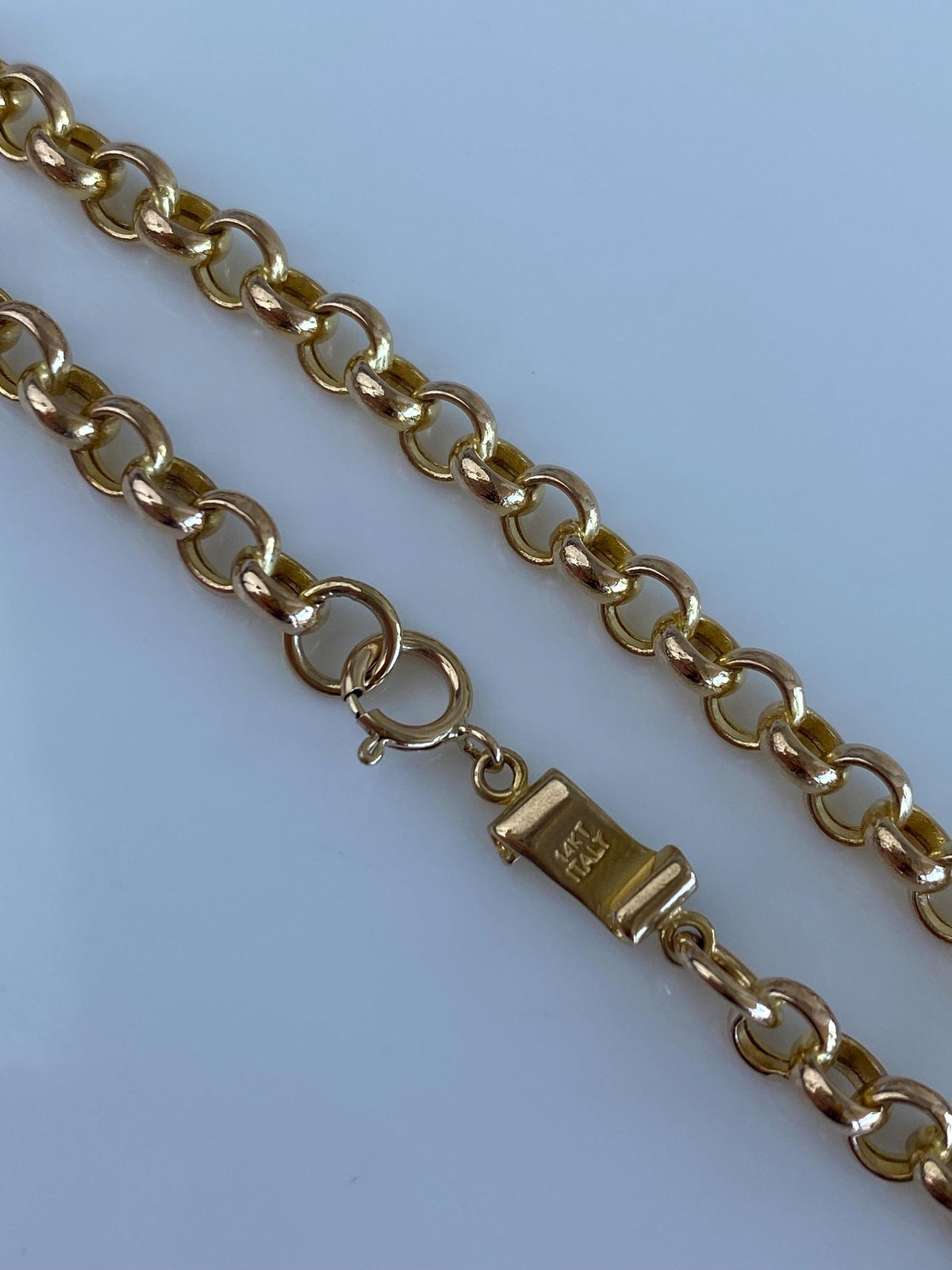 Vintage Solid 14k Yellow Gold Rolo Chain Charm Bracelet - 8 inches