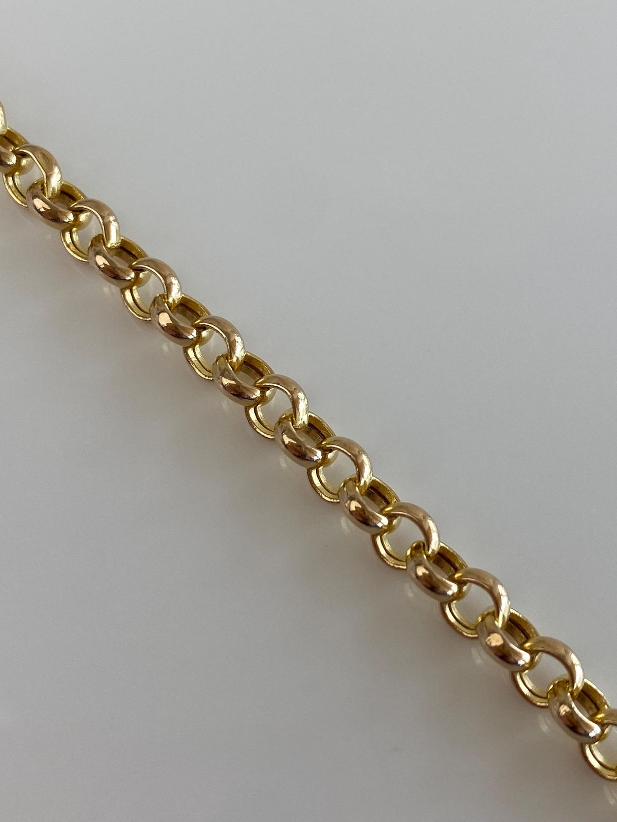 Vintage Solid 14k Yellow Gold Rolo Chain Charm Bracelet - 8 inches