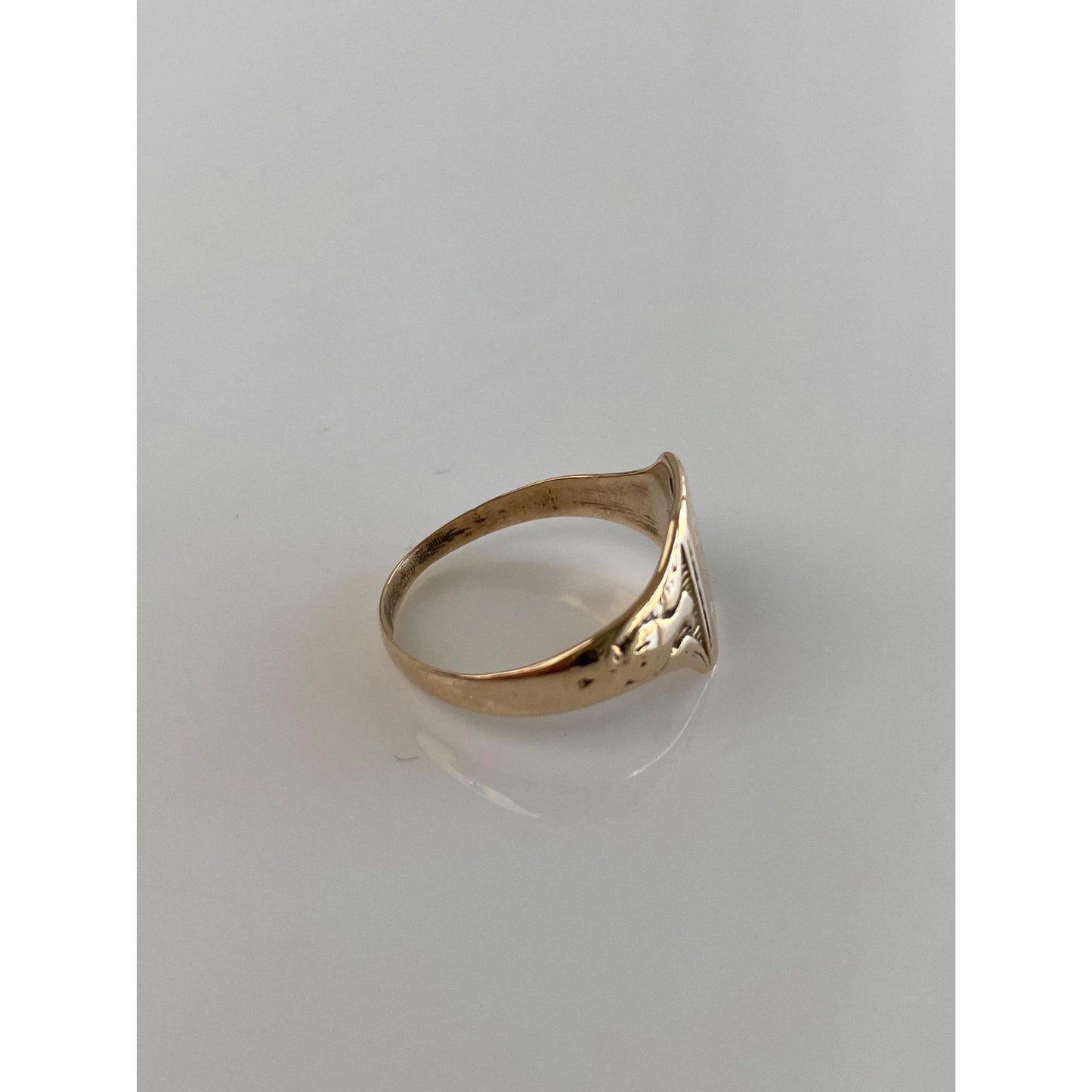 Vintage Solid 10k Yellow Gold Monogram Signet Ring - Size 5.5