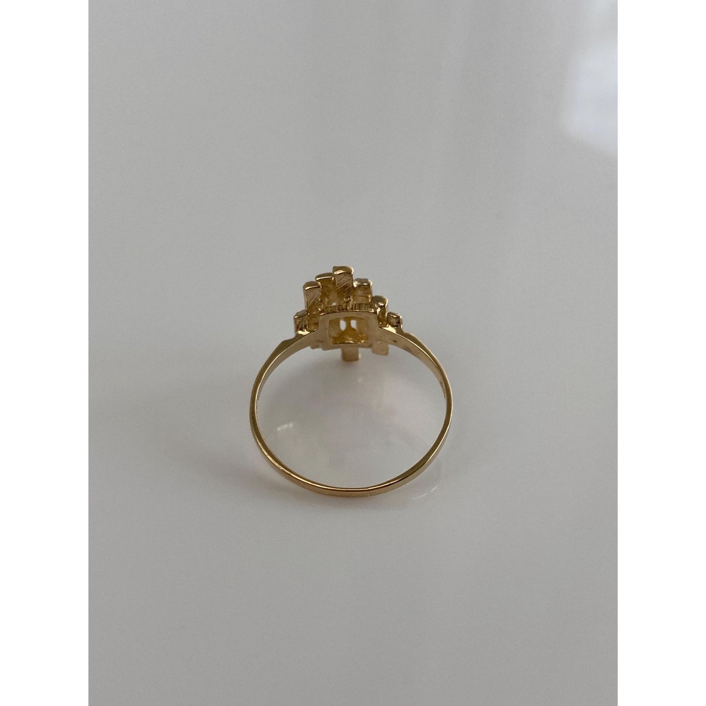 Vintage Solid 10k Yellow Gold Diamond Cut Cubist Ring - Size 7