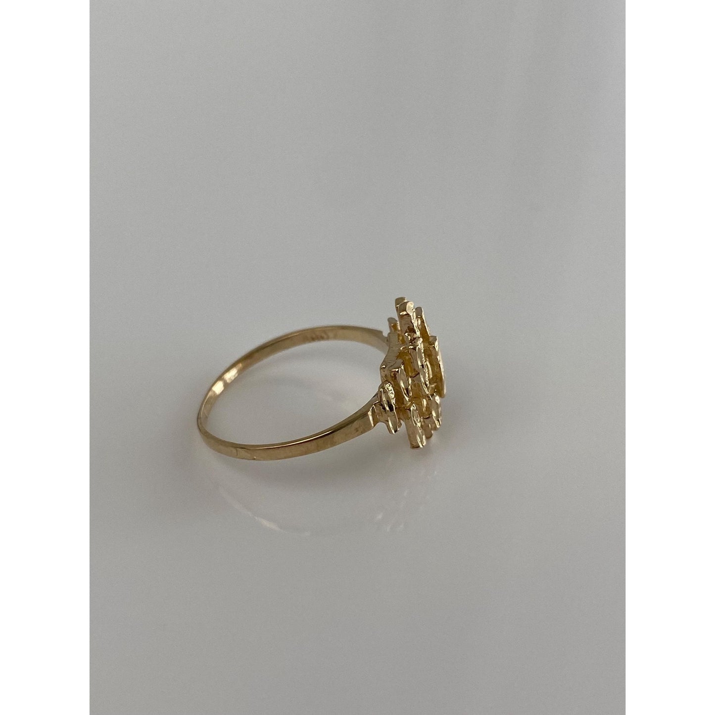 Vintage Solid 10k Yellow Gold Diamond Cut Cubist Ring - Size 7