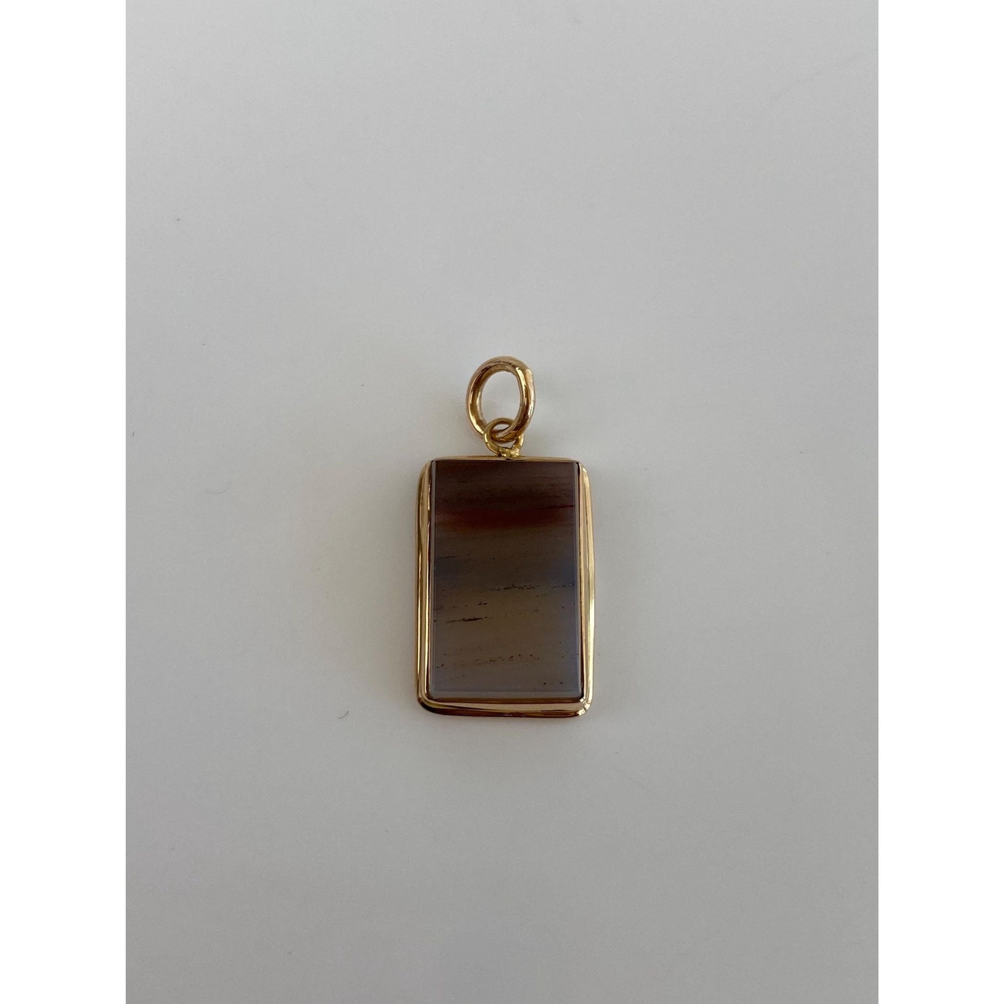 Vintage Solid 10k Yellow Gold Agate Charm