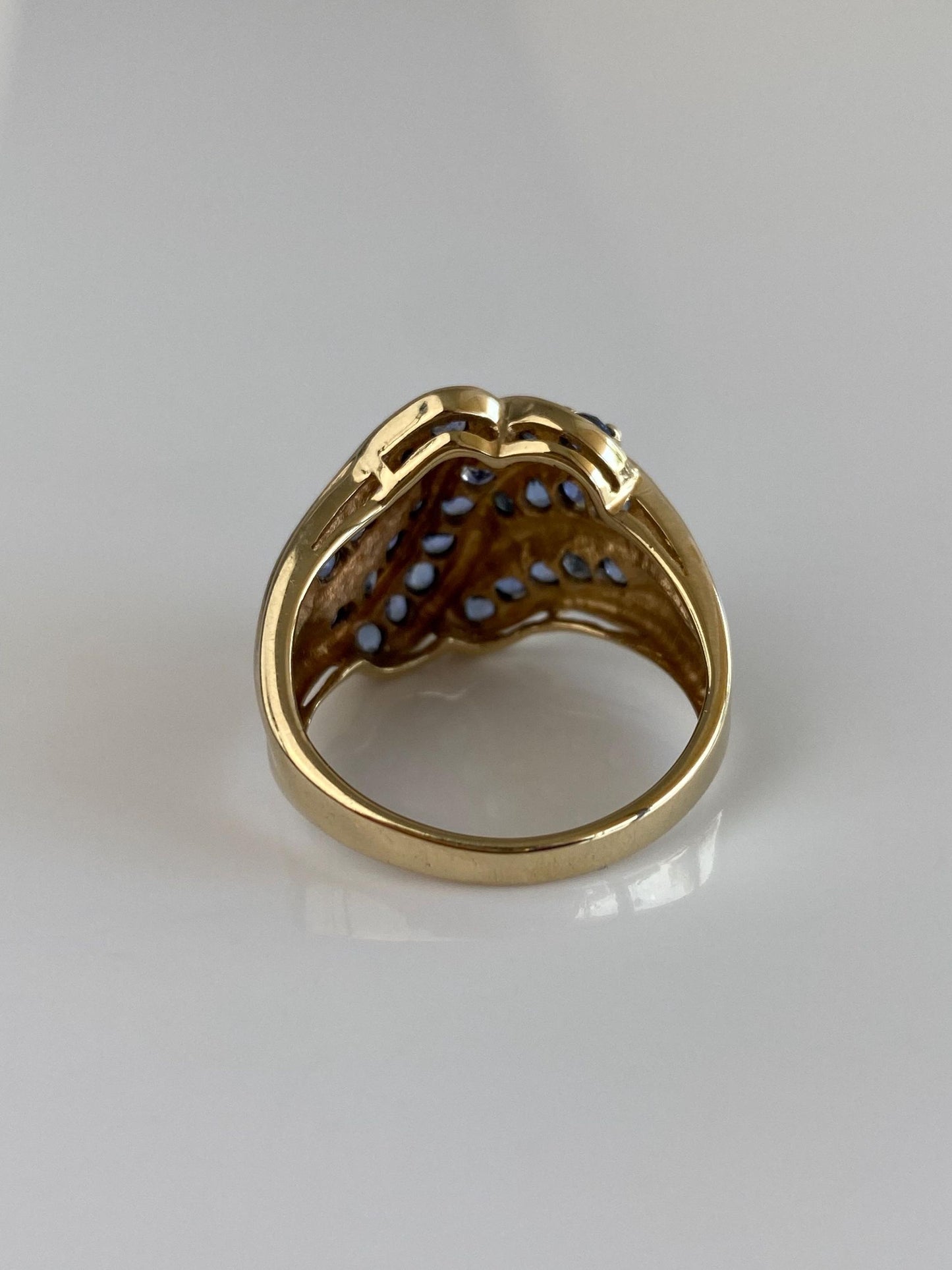 Vintage Solid 10k Yellow Gold Sapphire Twist Ring - Size 9