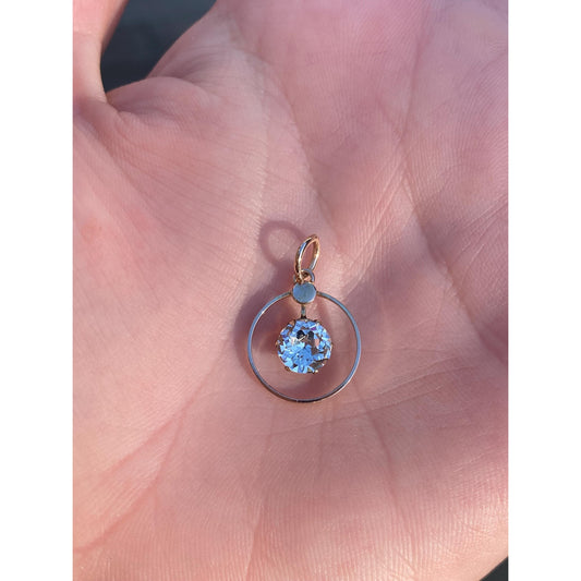 Vintage Solid 10k Yellow Gold Cubic Zirconia Circle Charm