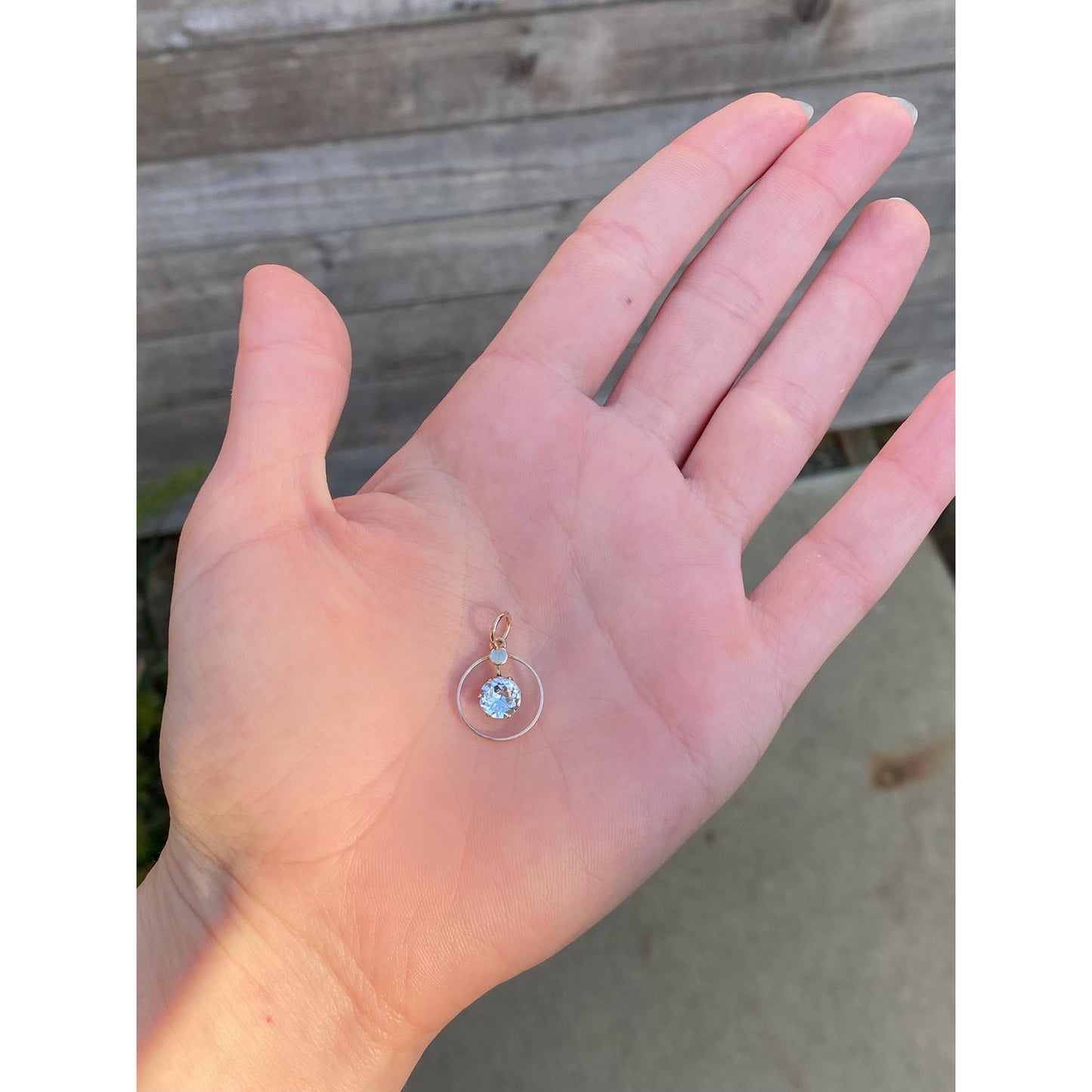 Vintage Solid 10k Yellow Gold Cubic Zirconia Circle Charm