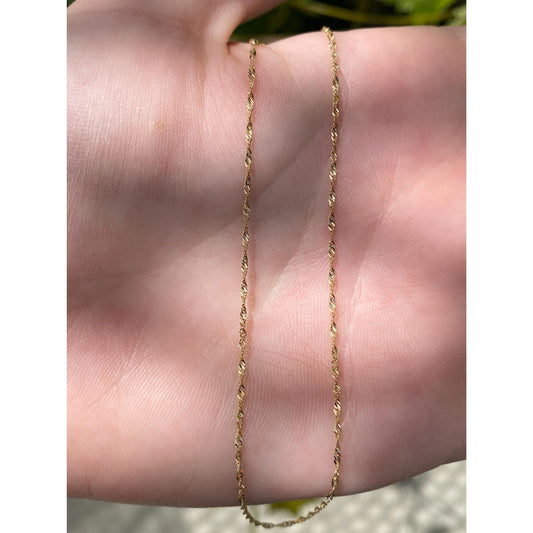 Vintage Solid 18k Yellow Gold Twist Chain Bracelet Anklet - 9.5 inches