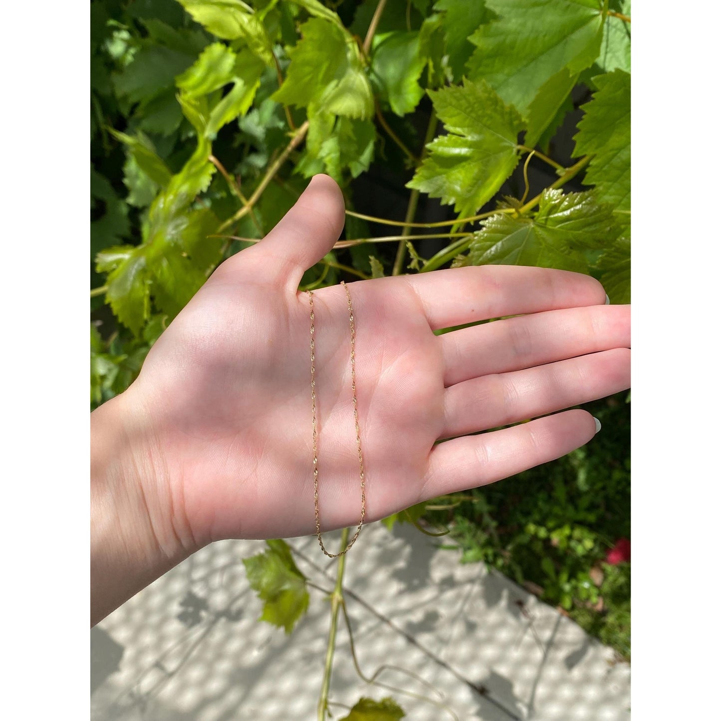 Vintage Solid 18k Yellow Gold Twist Chain Bracelet Anklet - 9.5 inches