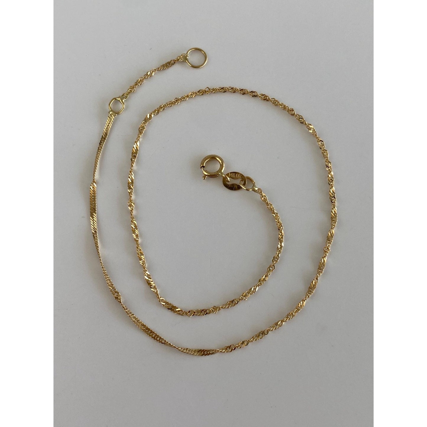 Vintage Solid 18k Yellow Gold Twist Chain Bracelet Anklet - 9.5 inches