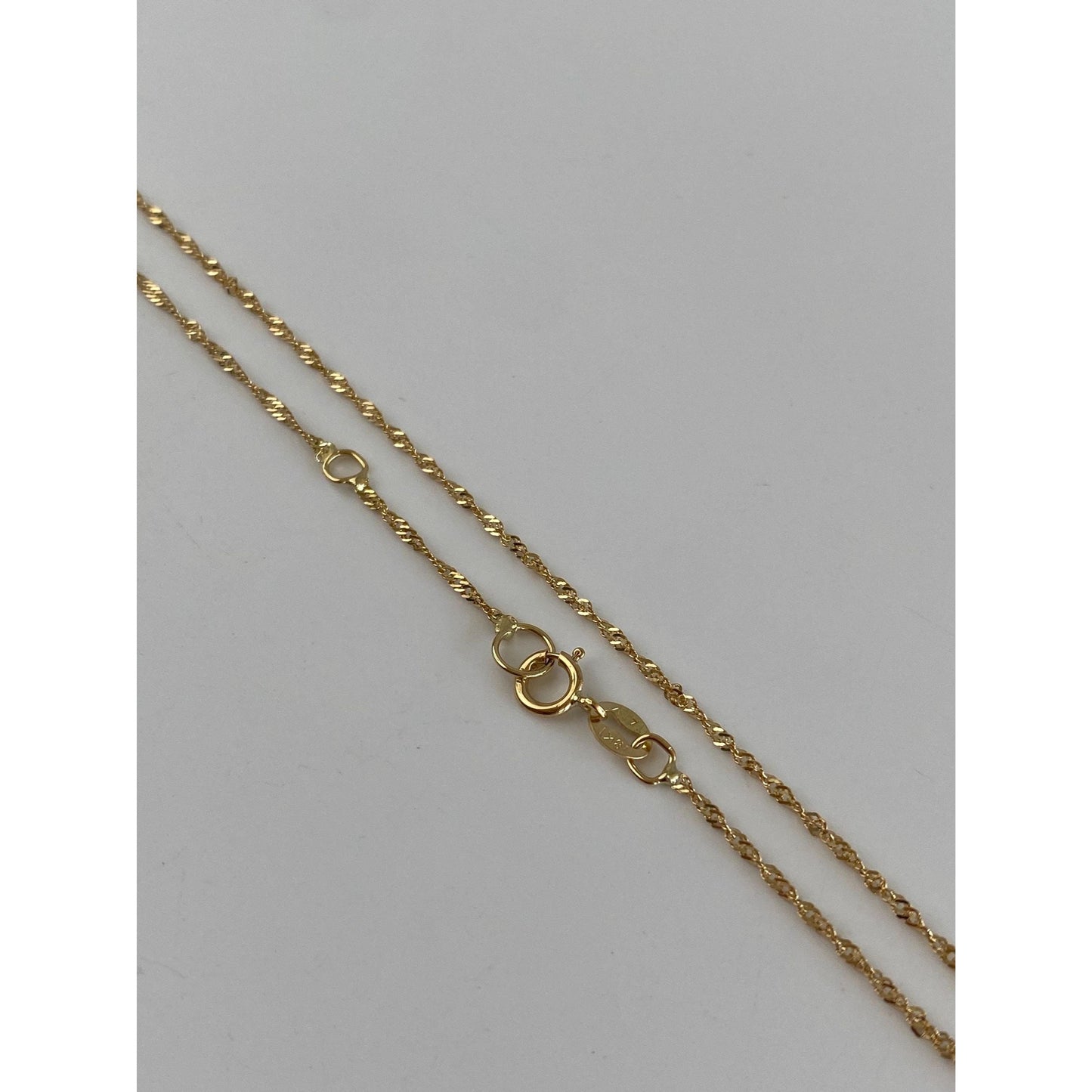 Vintage Solid 18k Yellow Gold Twist Chain Bracelet Anklet - 9.5 inches