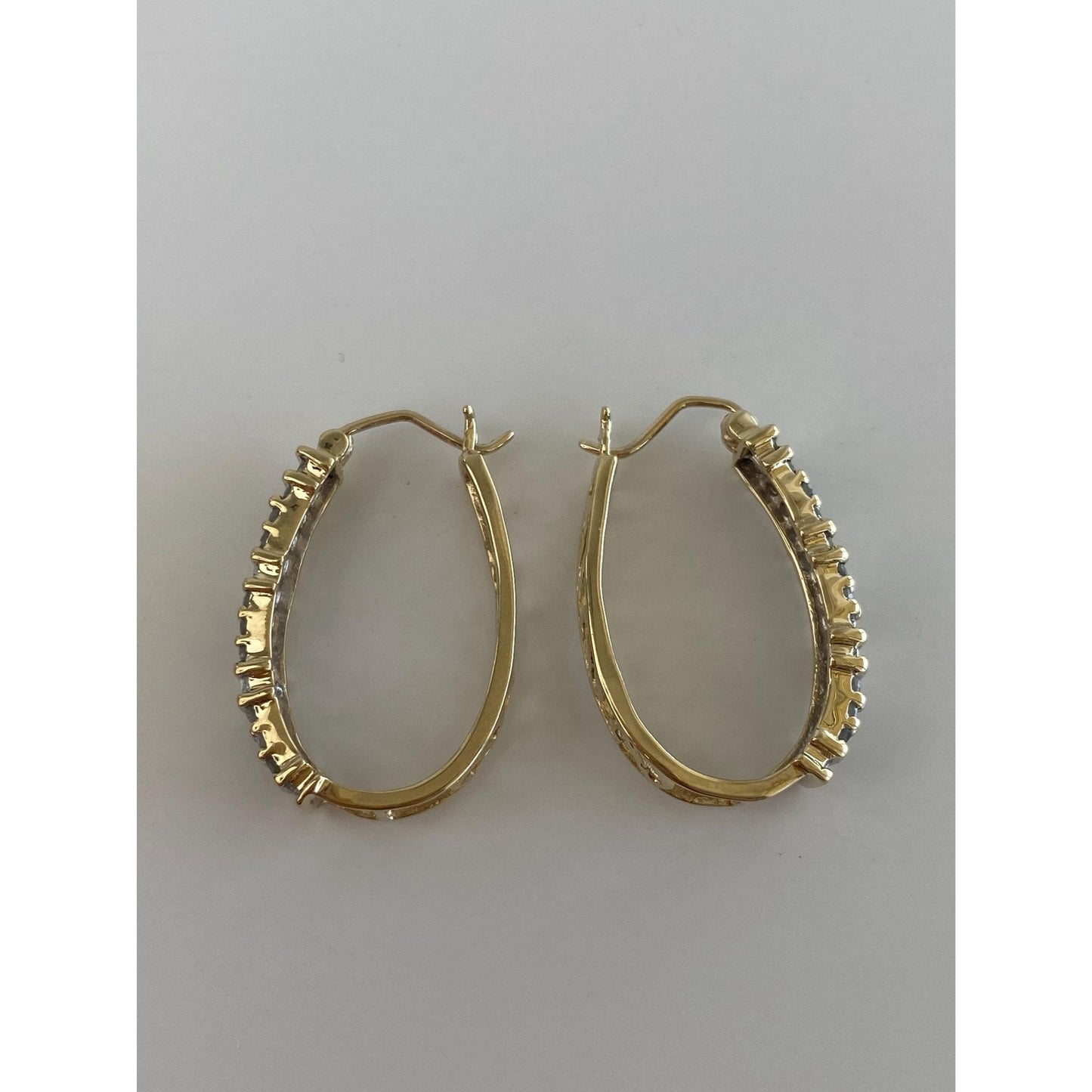 Vintage Solid 10k Yellow Gold Diamond Hoop Earrings