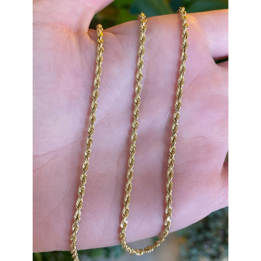 Vintage Solid 14k Yellow Gold Rope Chain Necklace - 16.25 inches