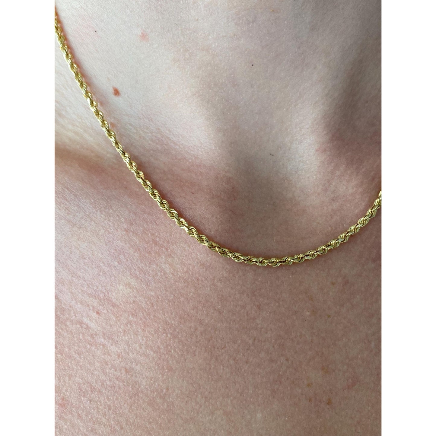 Vintage Solid 14k Yellow Gold Rope Chain Necklace - 16.25 inches