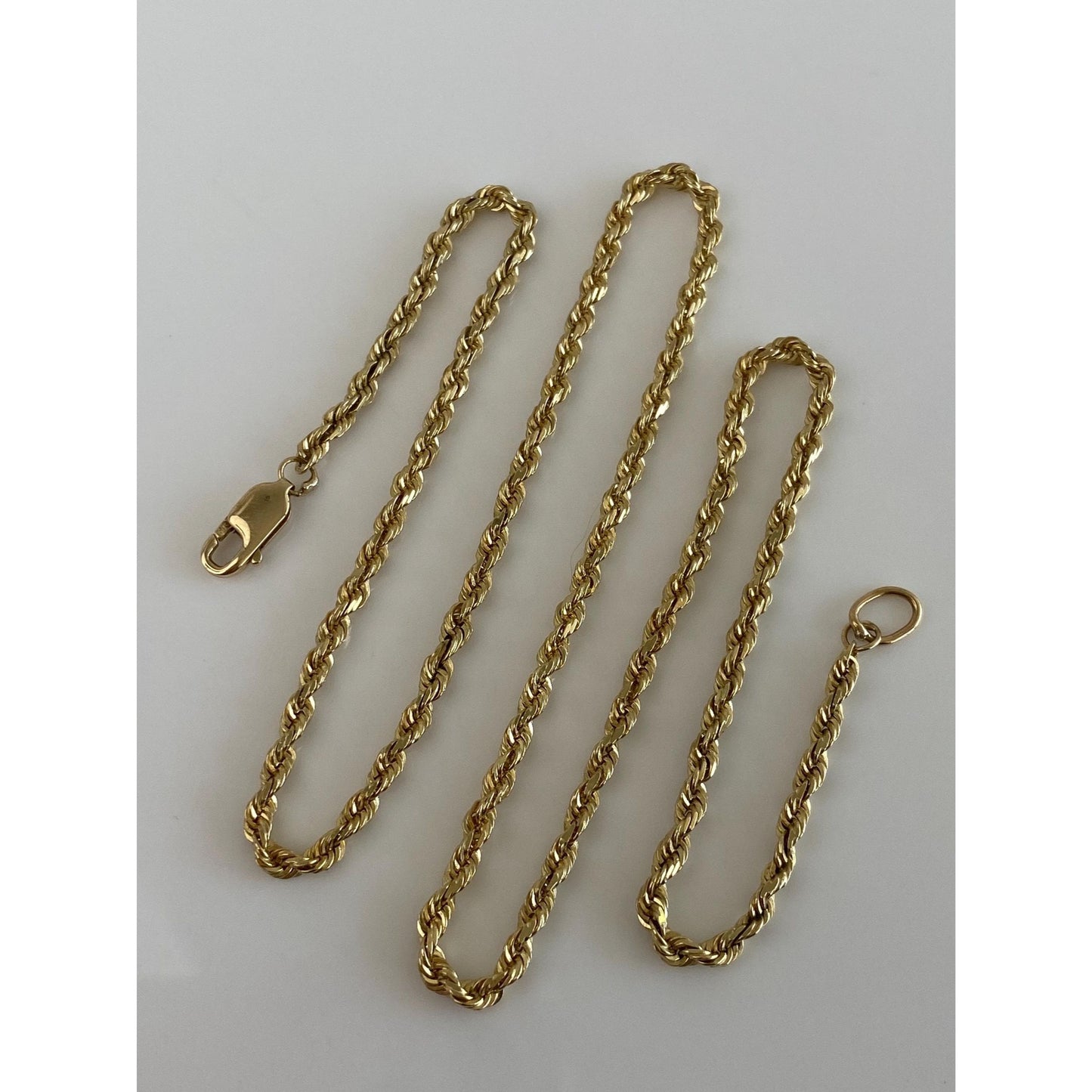 Vintage Solid 14k Yellow Gold Rope Chain Necklace - 16.25 inches