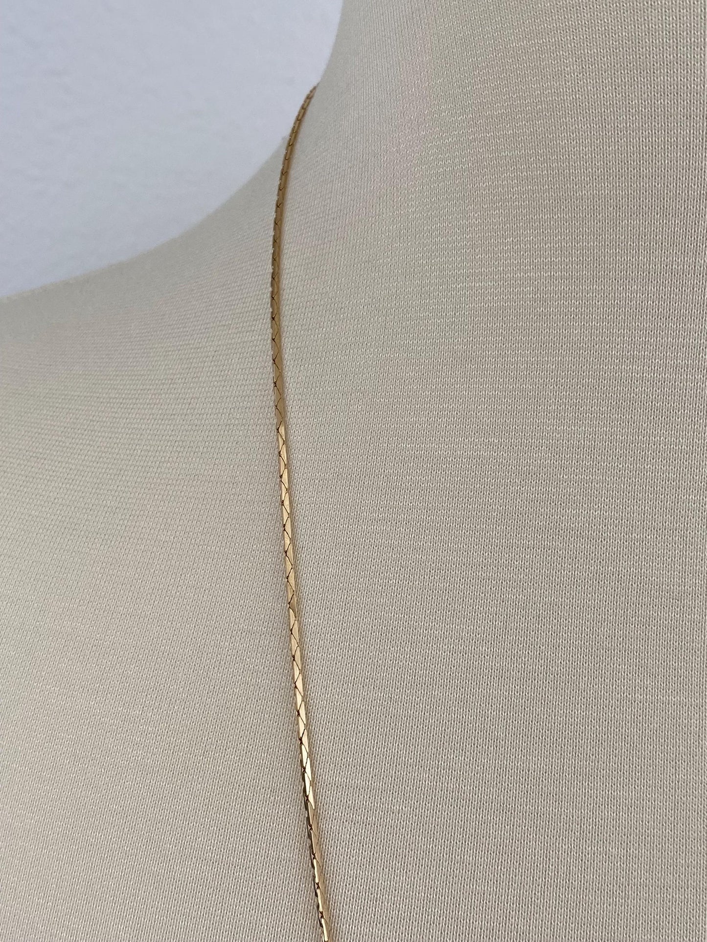 Vintage Solid 14k Yellow Gold Long Triangle Link Chain Necklace - 25.25 inches