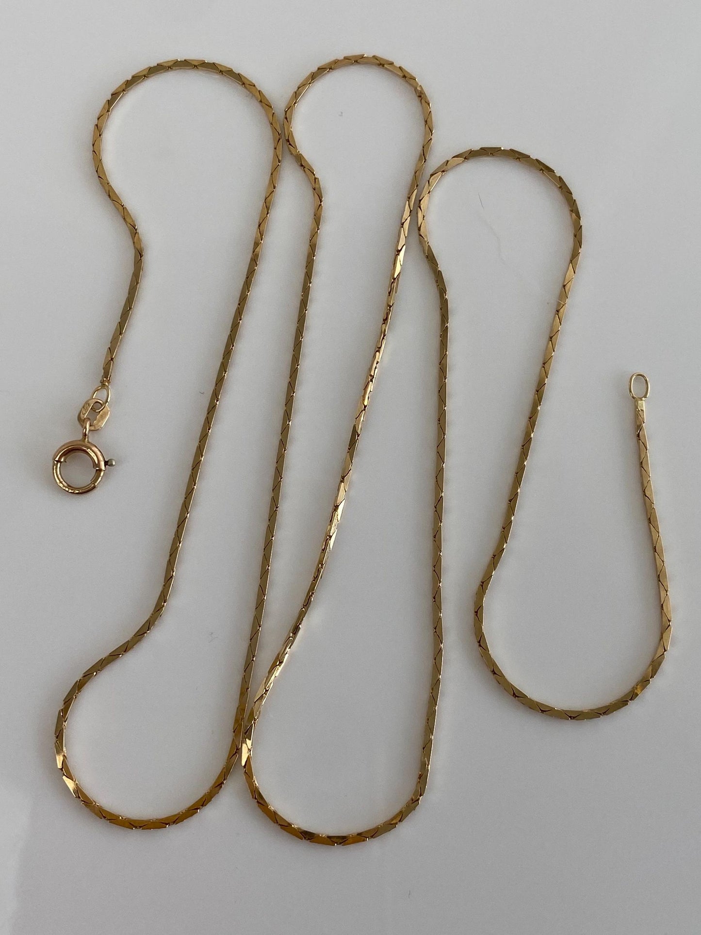 Vintage Solid 14k Yellow Gold Long Triangle Link Chain Necklace - 25.25 inches