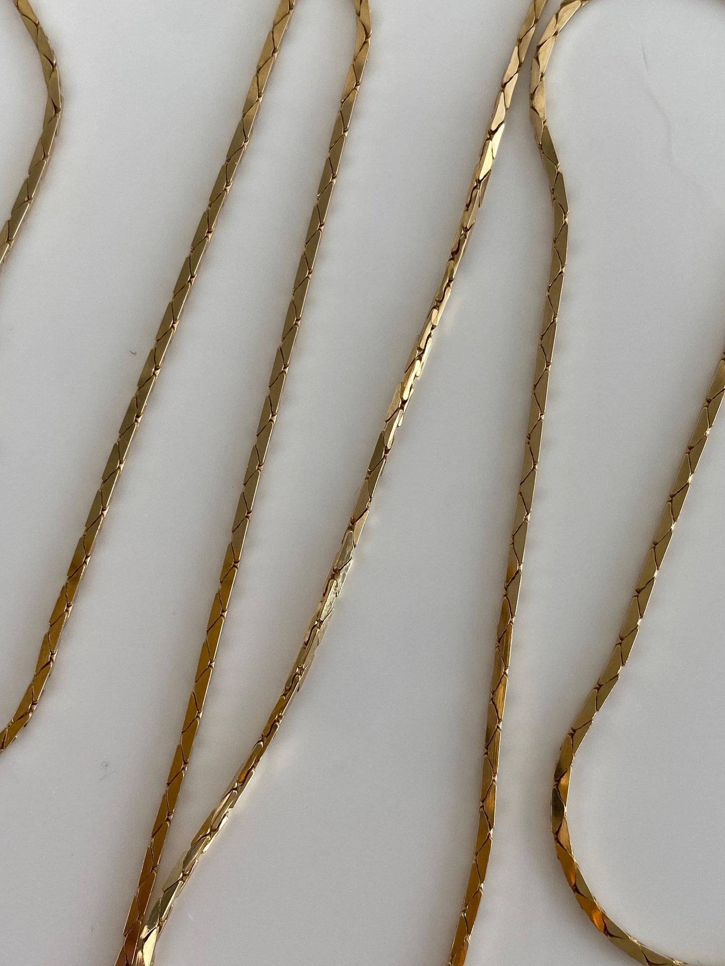 Vintage Solid 14k Yellow Gold Long Triangle Link Chain Necklace - 25.25 inches