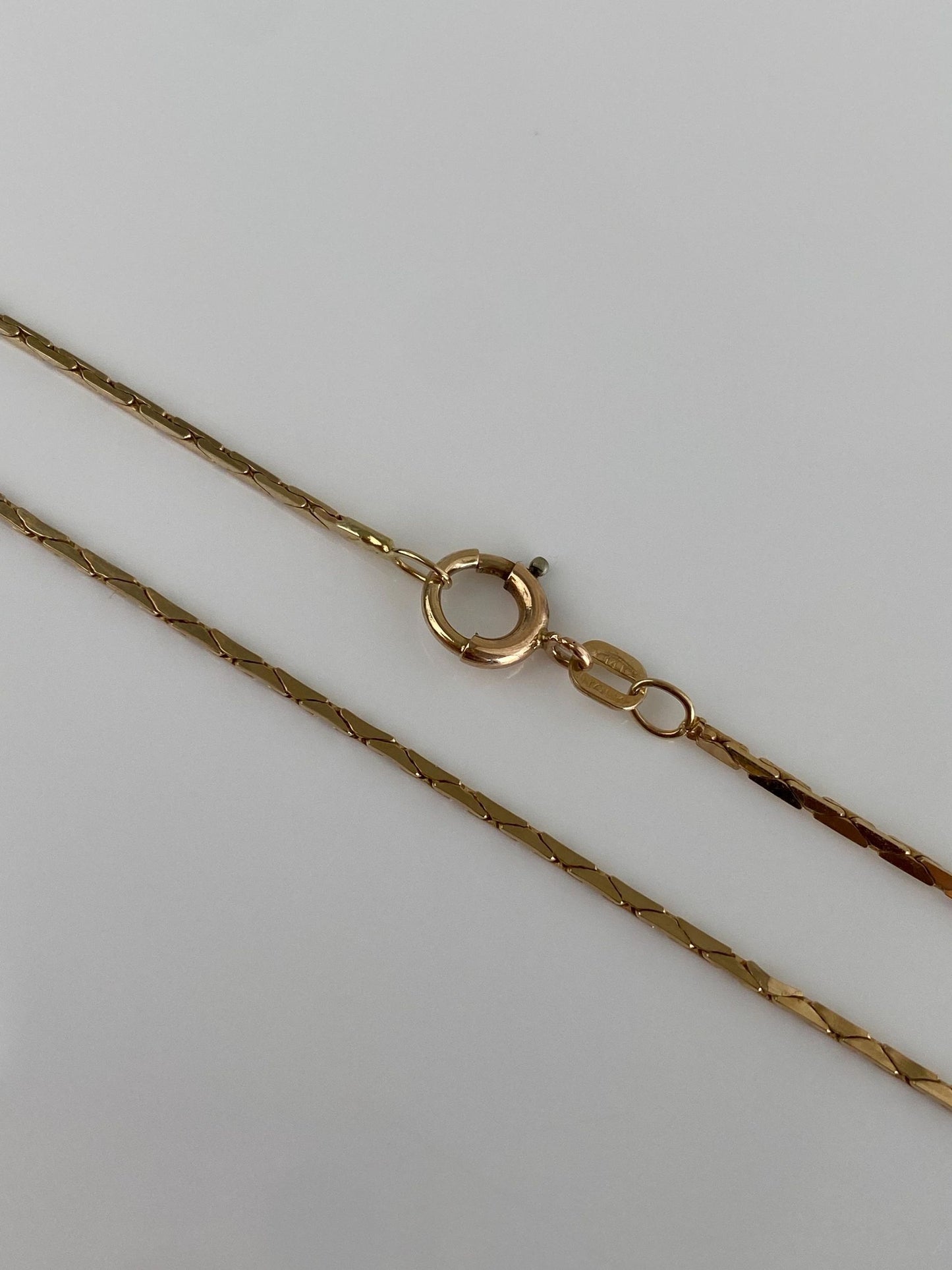 Vintage Solid 14k Yellow Gold Long Triangle Link Chain Necklace - 25.25 inches