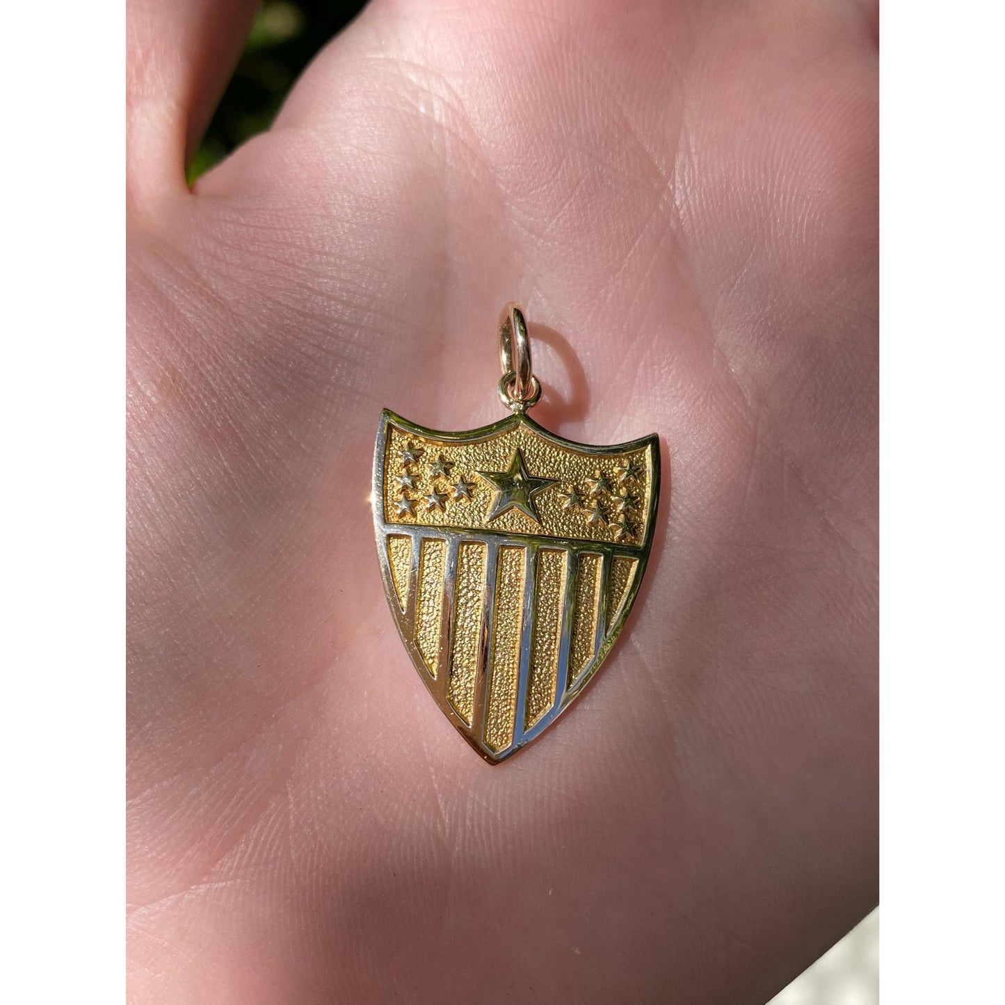 Vintage Solid 14k Yellow Gold America Shield Charm