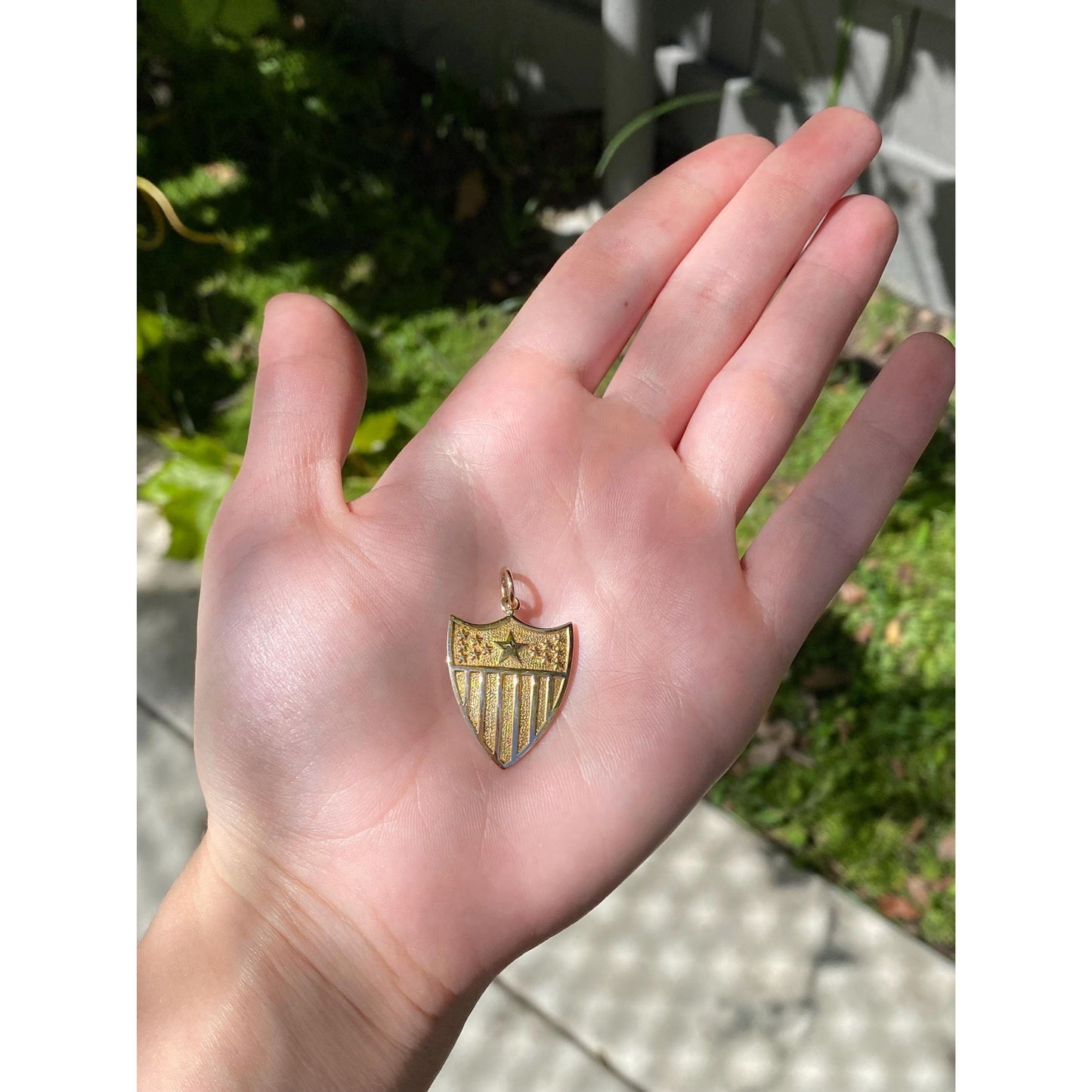 Vintage Solid 14k Yellow Gold America Shield Charm