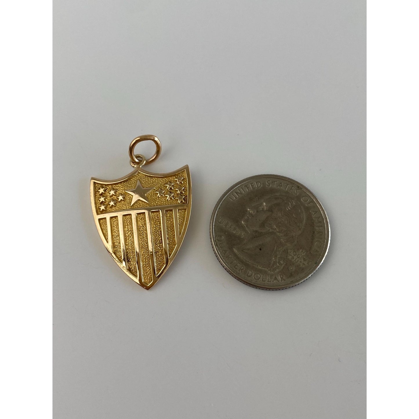 Vintage Solid 14k Yellow Gold America Shield Charm