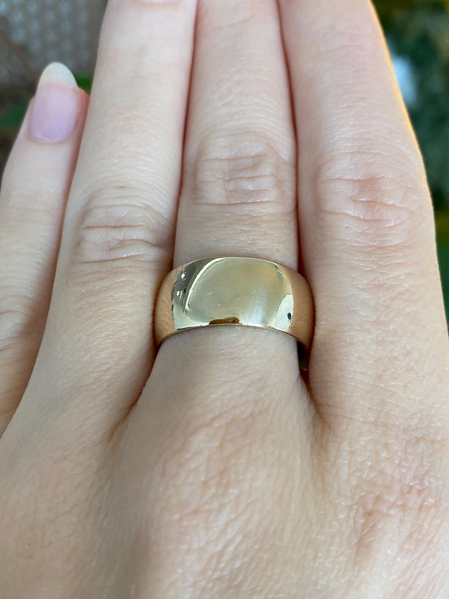 Vintage Solid 14k Yellow Gold Wide Ring Band - Size 8.25