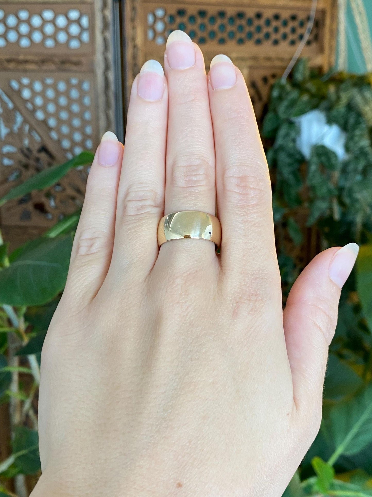Vintage Solid 14k Yellow Gold Wide Ring Band - Size 8.25