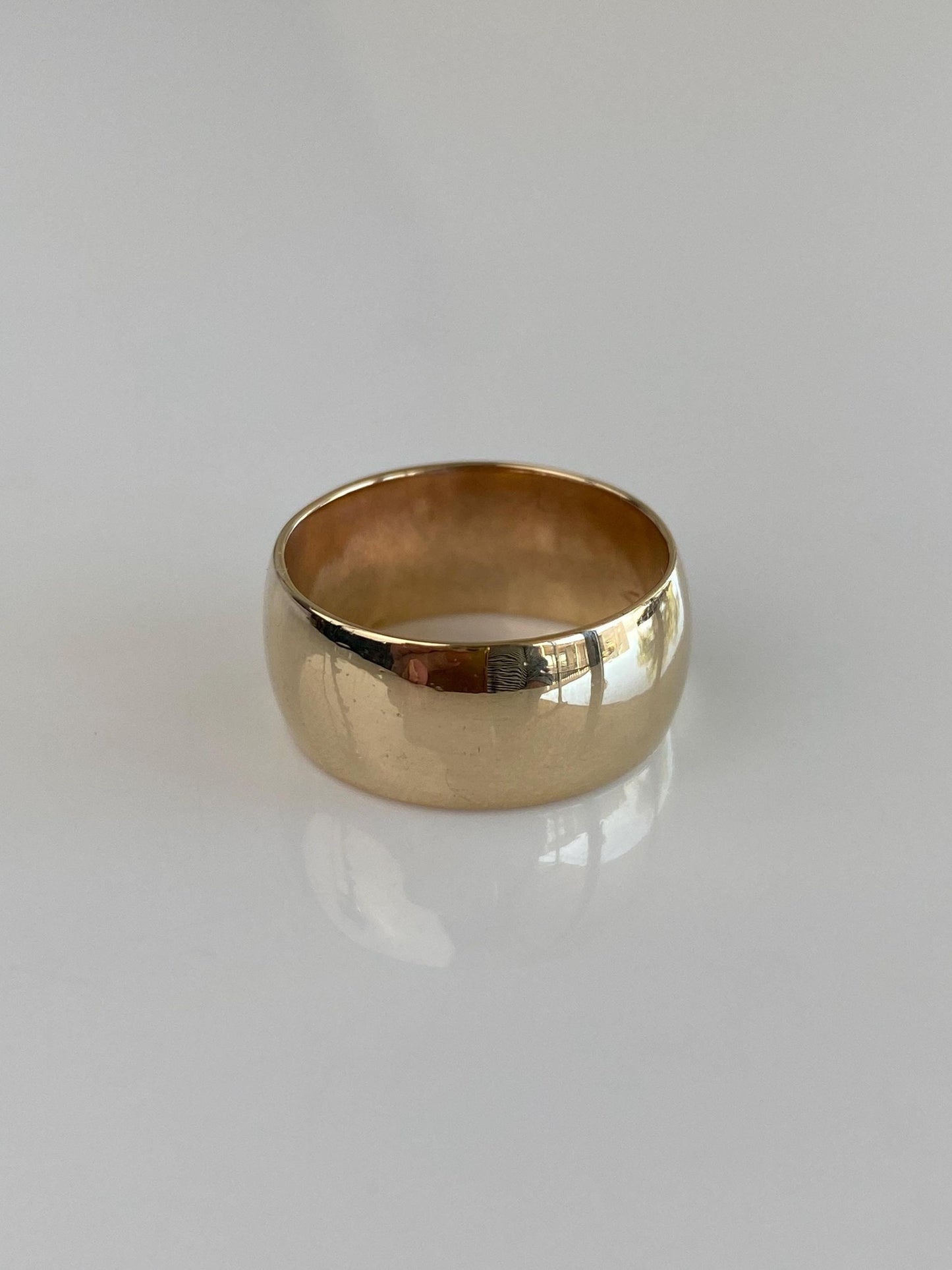 Vintage Solid 14k Yellow Gold Wide Ring Band - Size 8.25