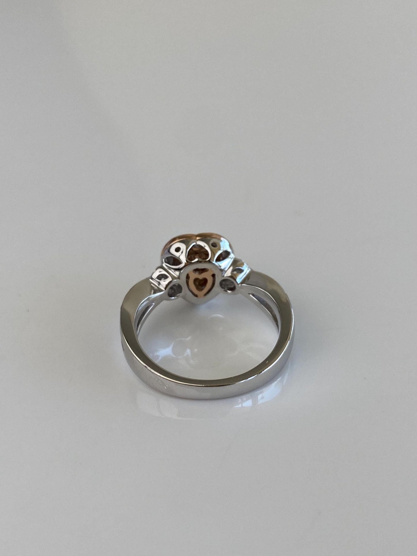 Vintage Solid 14k Rose & White Gold Diamonds Heart Ring - Size 7