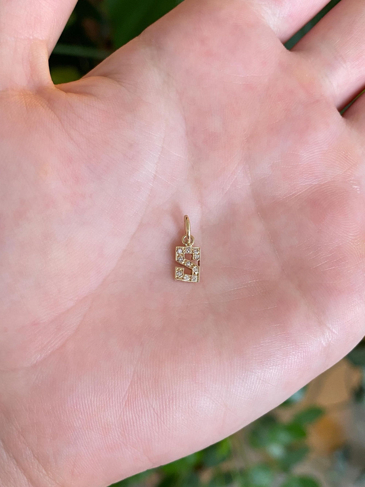 Vintage Solid 14k Yellow Gold Diamonds Initial 'S' Charm