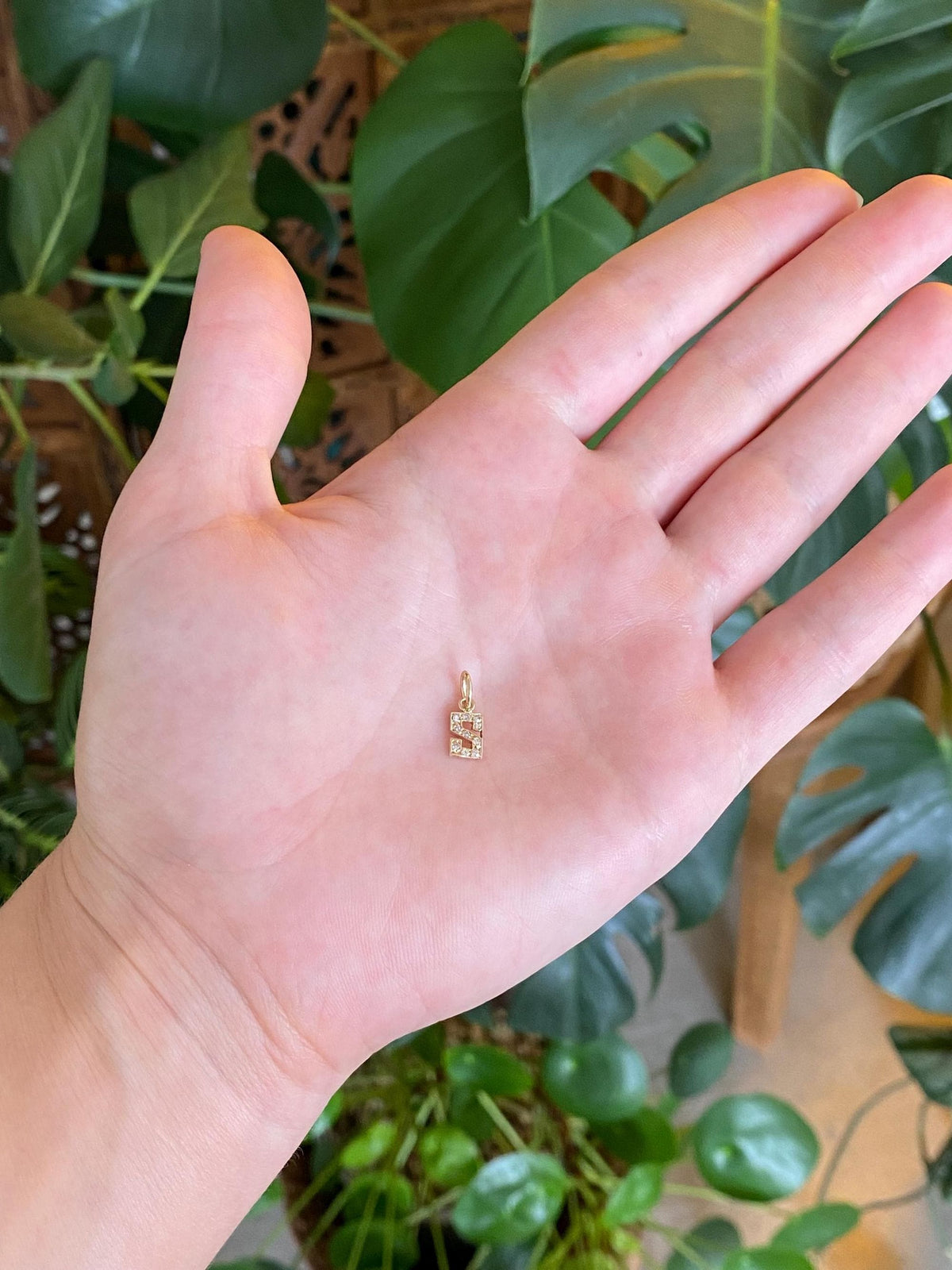 Vintage Solid 14k Yellow Gold Diamonds Initial 'S' Charm